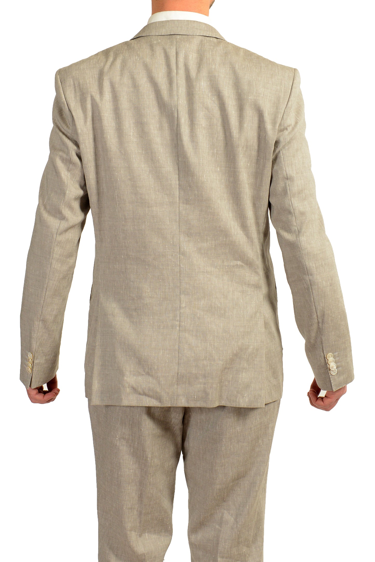 Hugo Boss Men's "Hutson5/Gander3" Slim Fit Gray Linen Wool Suit US 44R IT 54R