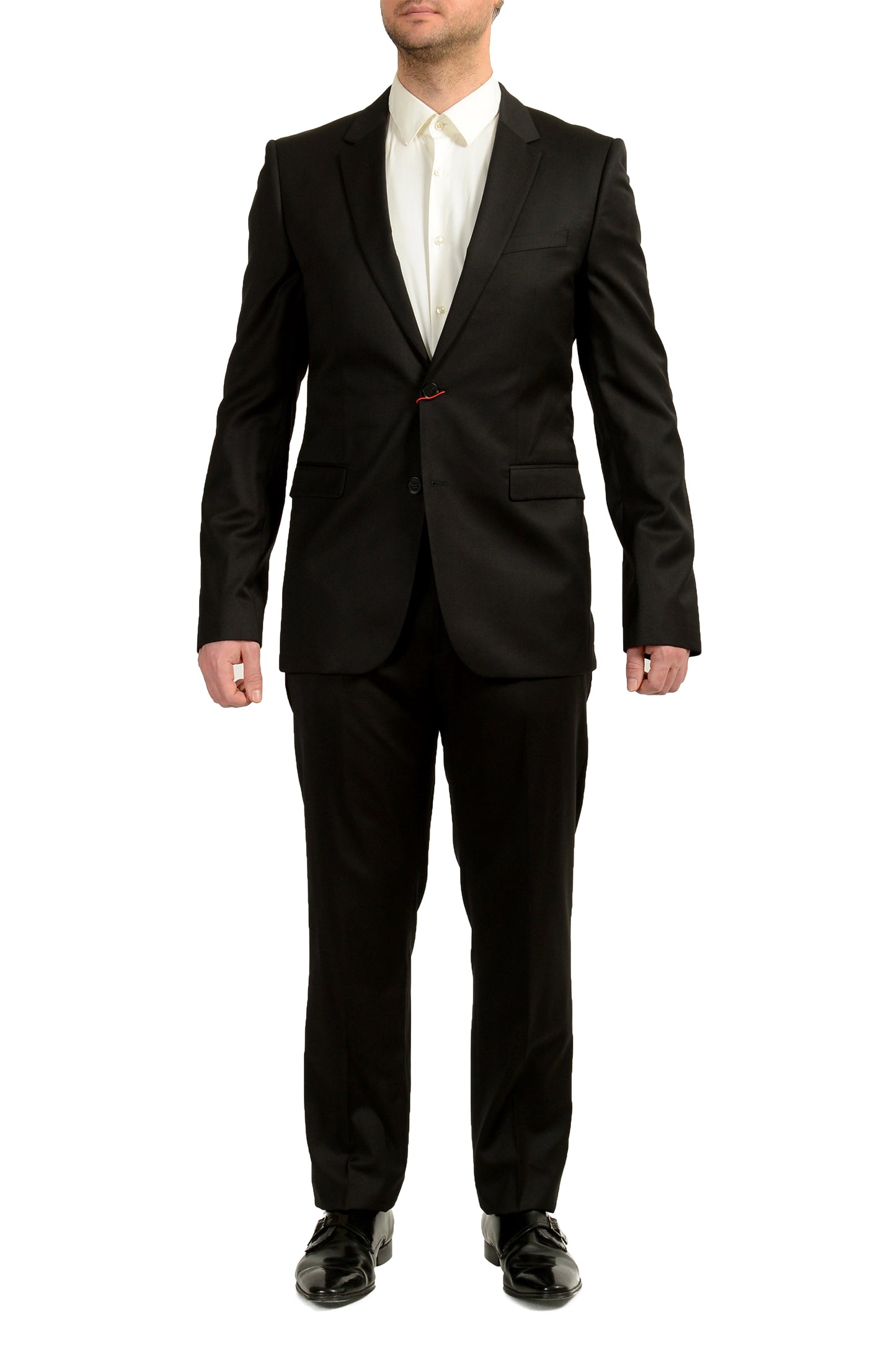 Hugo Boss Men's "Aeron2/Hamen2" Black 100% Wool Two Button Suit US 42L IT 52L
