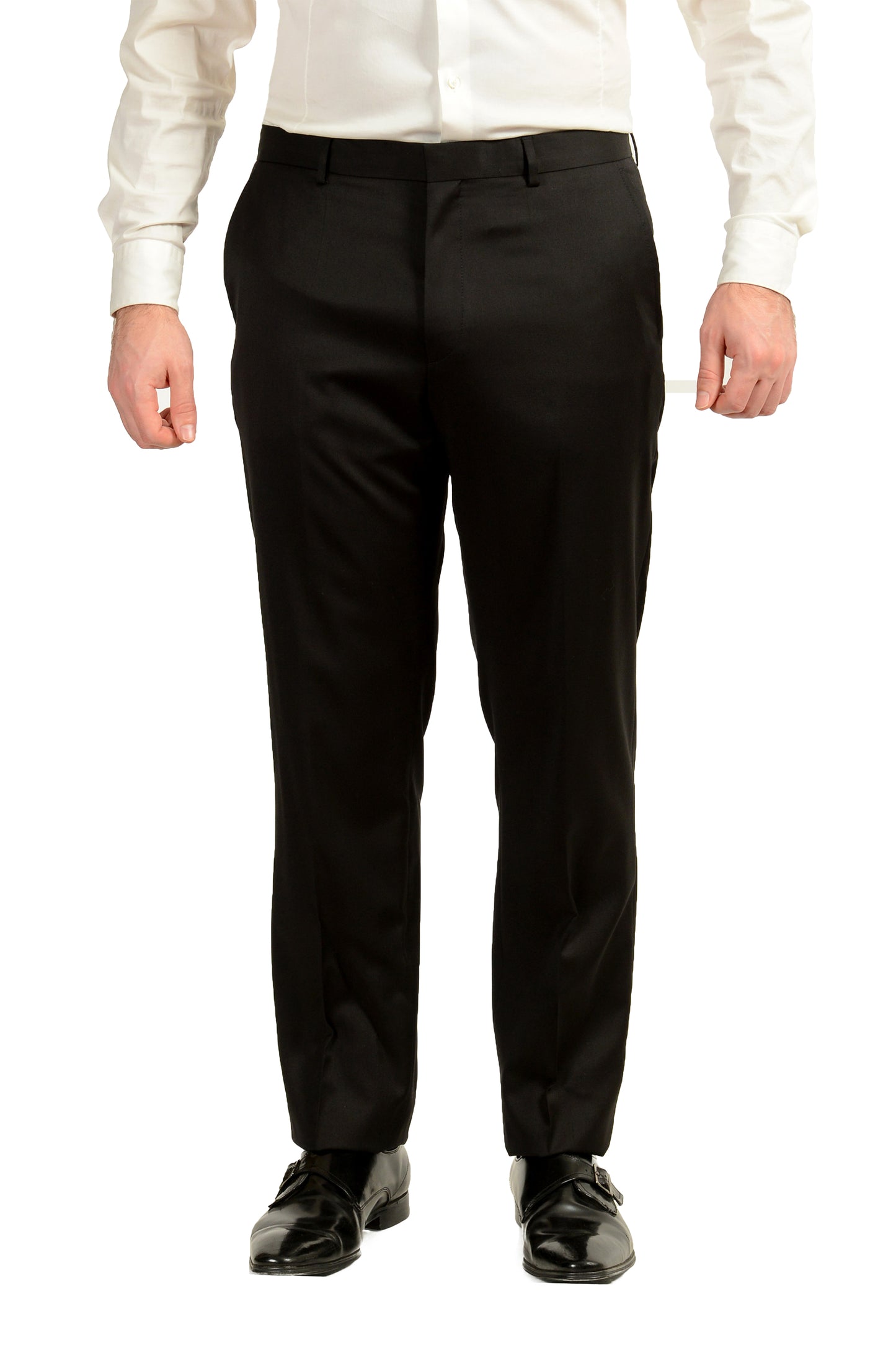Hugo Boss Men's "Aeron2/Hamen2" Black 100% Wool Two Button Suit US 42L IT 52L