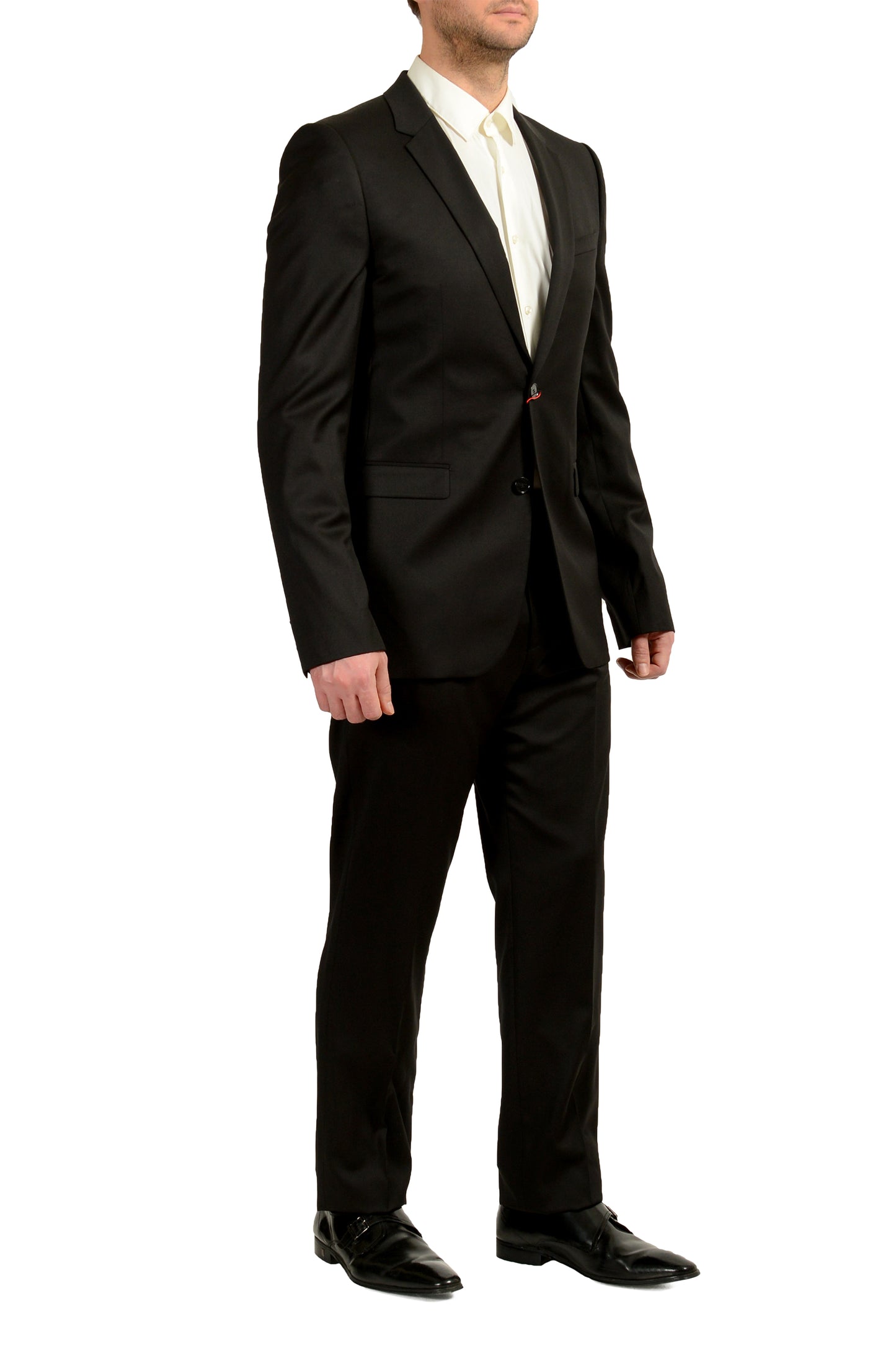 Hugo Boss Men's "Aeron2/Hamen2" Black 100% Wool Two Button Suit US 42L IT 52L
