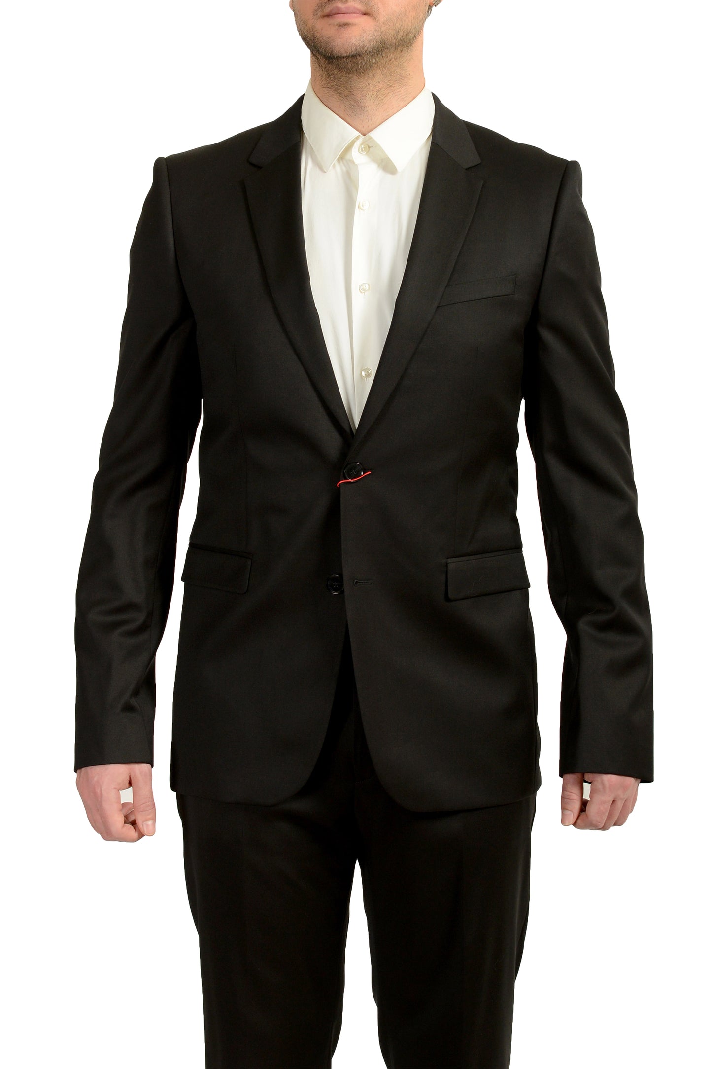 Hugo Boss Men's "Aeron2/Hamen2" Black 100% Wool Two Button Suit US 42L IT 52L