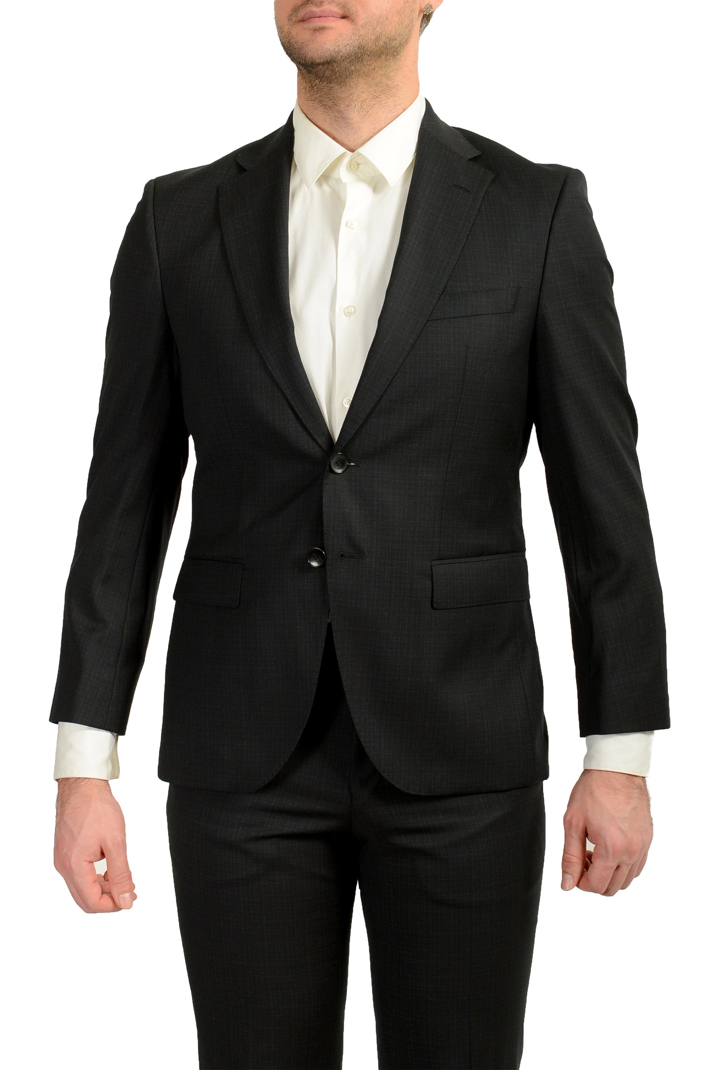 Hugo Boss Men's "Phoenix/Madisen" Comfort Fit Plaid 100% Wool Suit US 36S IT 46S