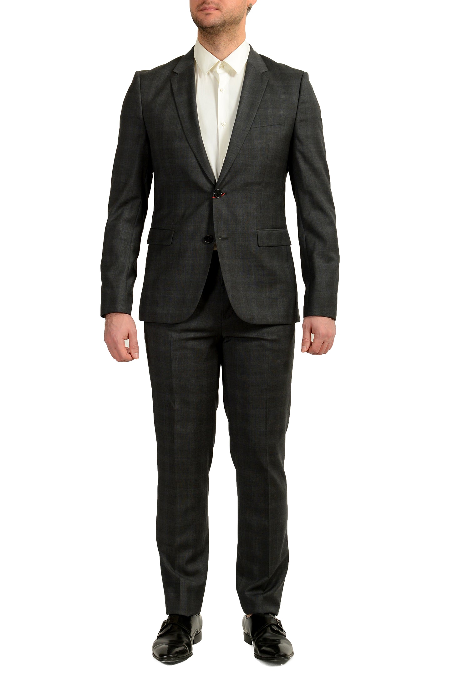 Hugo Boss Men's "Astian/Hets" Extra Slim Fit Plaid 100% Wool Suit US 40R IT 50R
