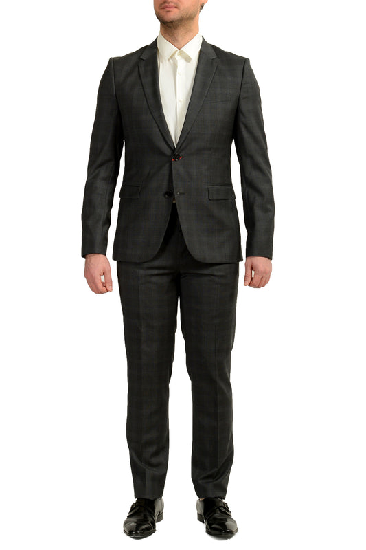 Hugo Boss Men's "Astian/Hets" Extra Slim Fit Plaid 100% Wool Suit US 40R IT 50R