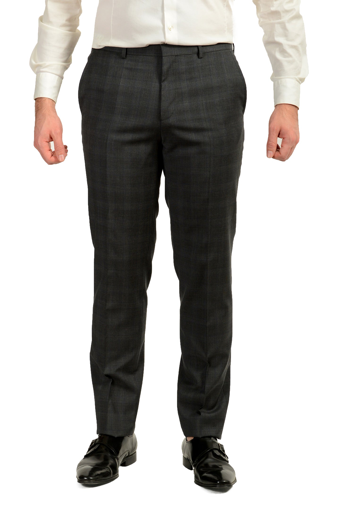 Hugo Boss Men's "Astian/Hets" Extra Slim Fit Plaid 100% Wool Suit US 40R IT 50R