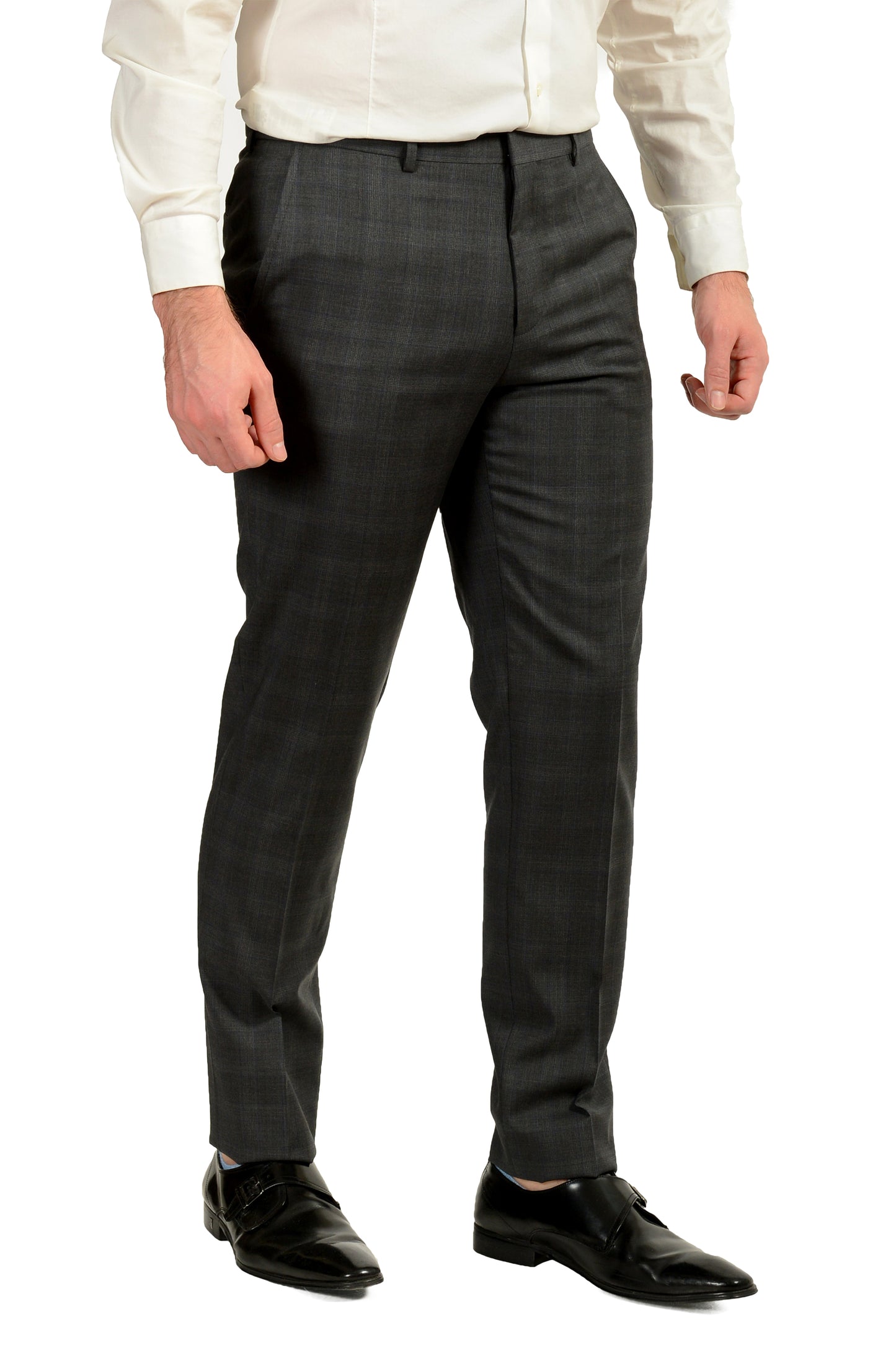 Hugo Boss Men's "Astian/Hets" Extra Slim Fit Plaid 100% Wool Suit US 40R IT 50R