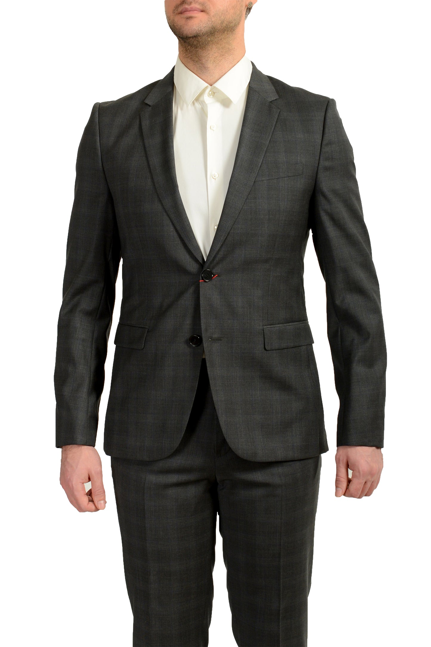 Hugo Boss Men's "Astian/Hets" Extra Slim Fit Plaid 100% Wool Suit US 40R IT 50R