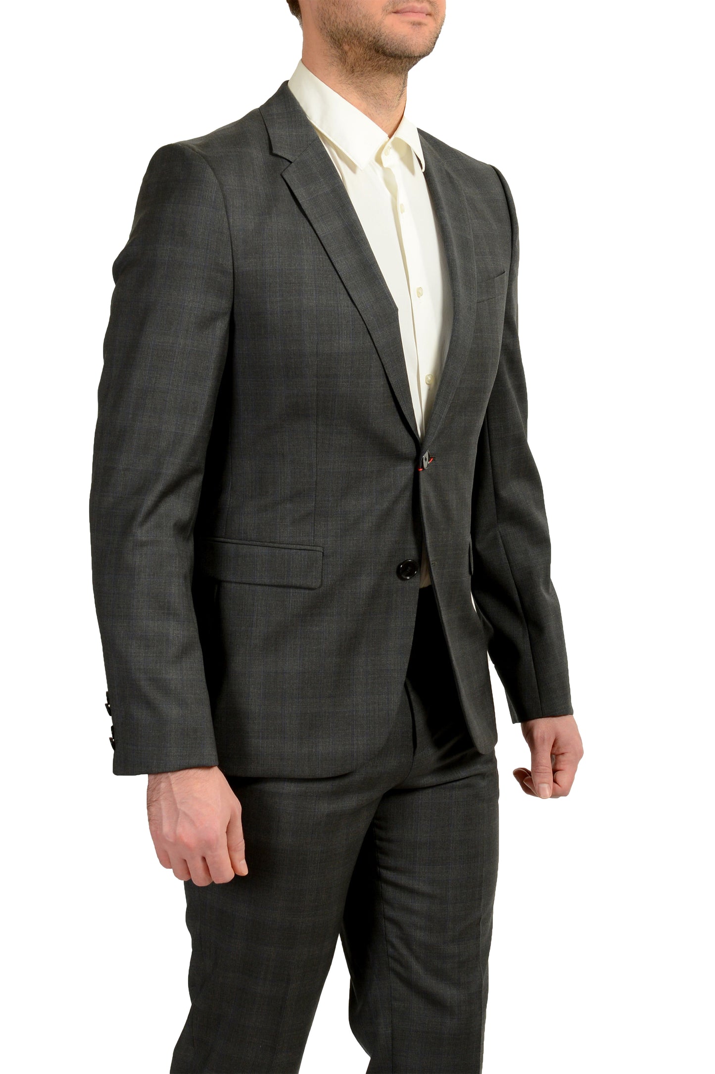 Hugo Boss Men's "Astian/Hets" Extra Slim Fit Plaid 100% Wool Suit US 40R IT 50R