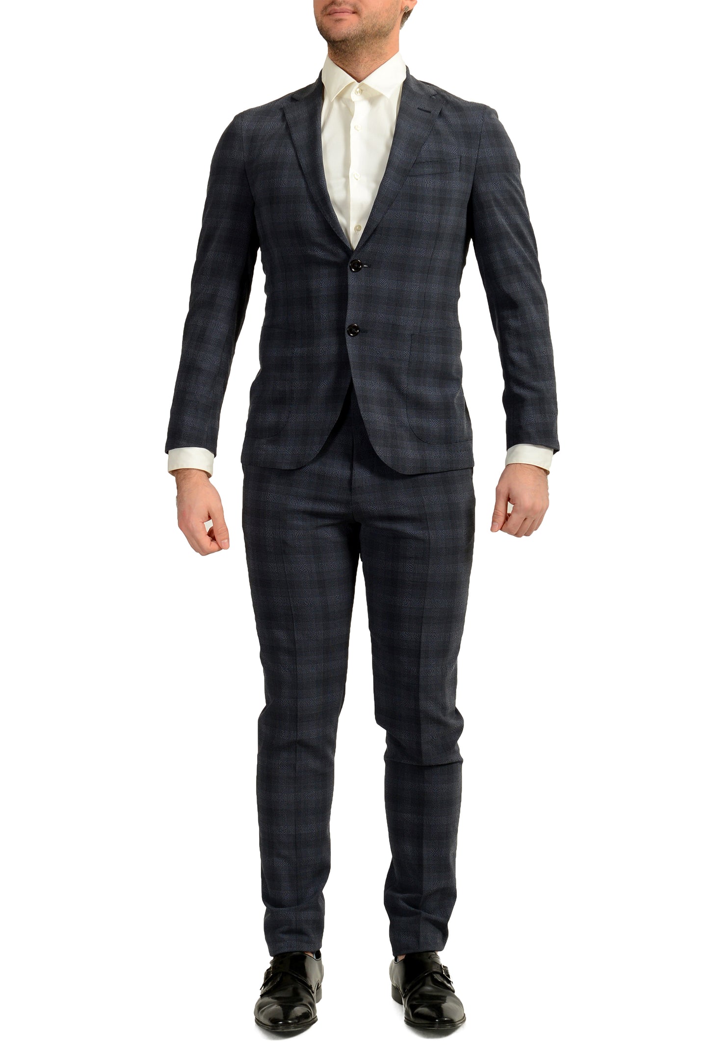 Hugo Boss Men's "T-Novem/Brite" Silk Wool Plaid Two Button Suit US 36R IT 46R