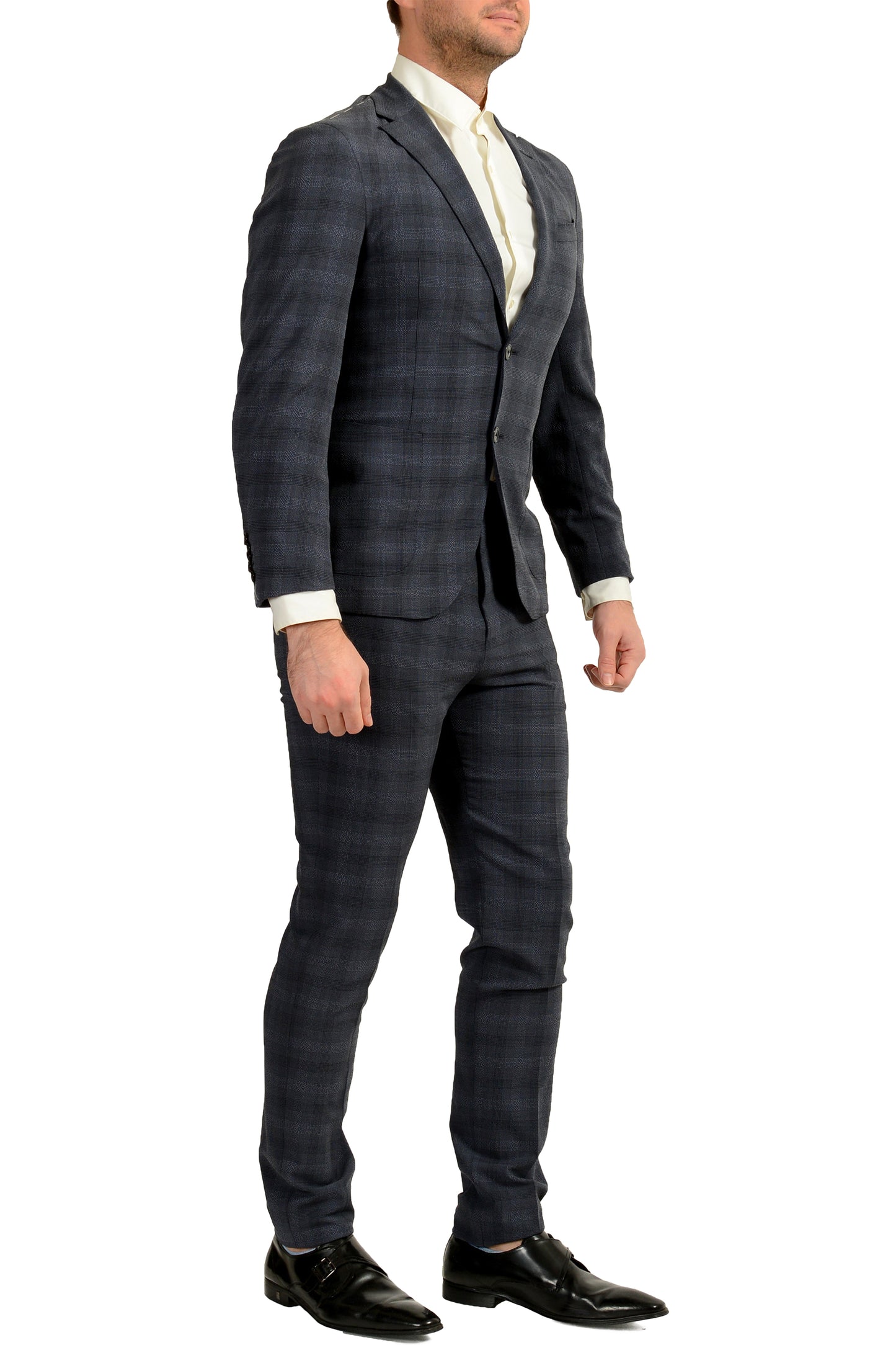 Hugo Boss Men's "T-Novem/Brite" Silk Wool Plaid Two Button Suit US 36R IT 46R