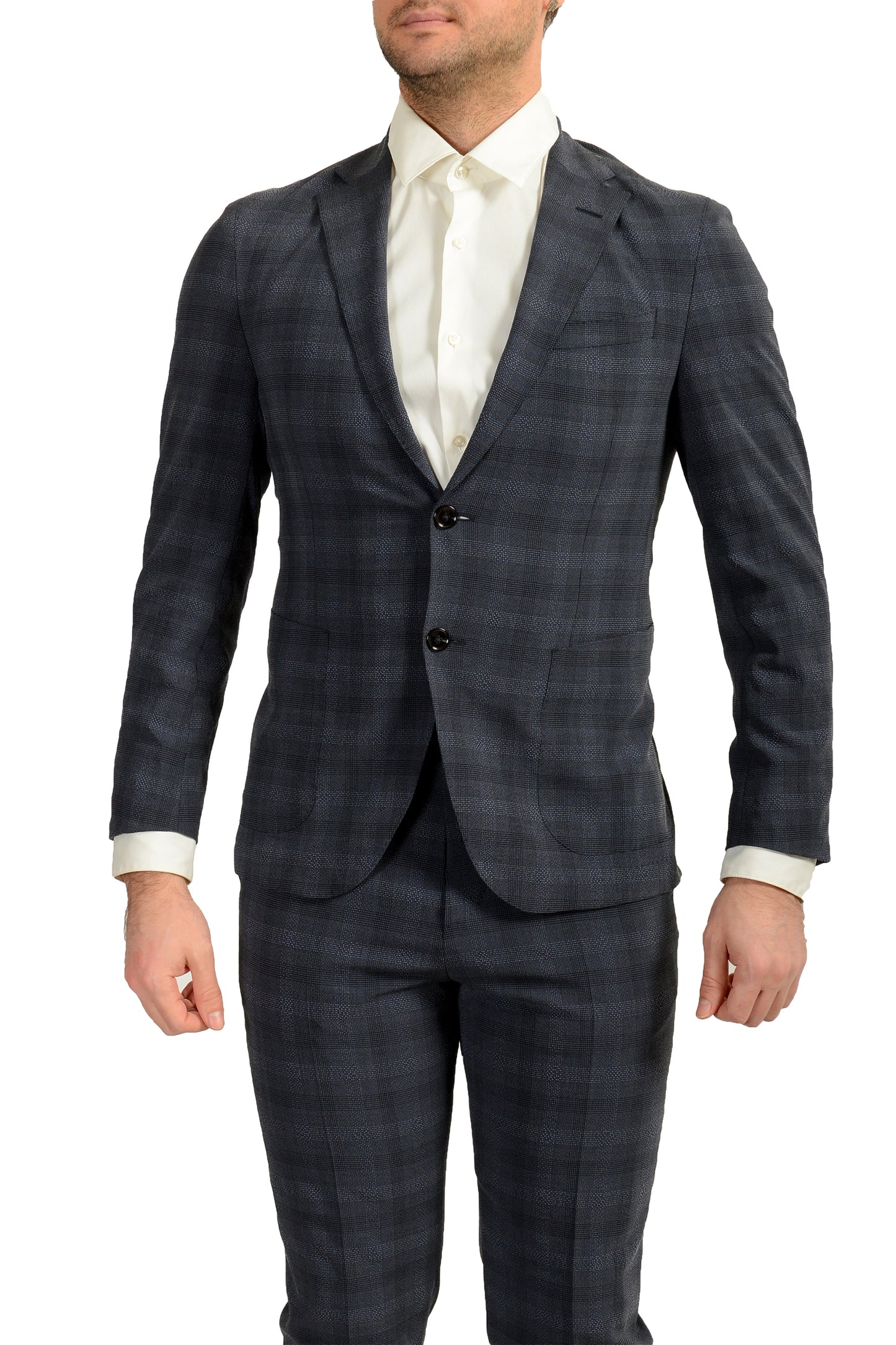 Hugo Boss Men's "T-Novem/Brite" Silk Wool Plaid Two Button Suit US 36R IT 46R