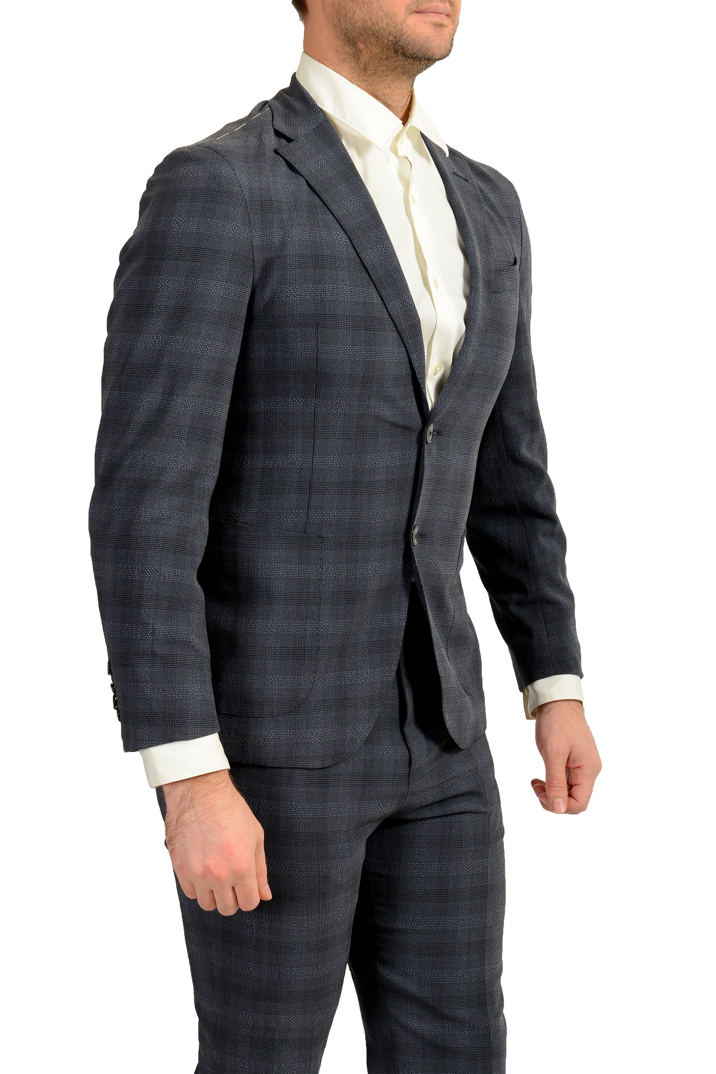 Hugo Boss Men's "T-Novem/Brite" Silk Wool Plaid Two Button Suit US 36R IT 46R