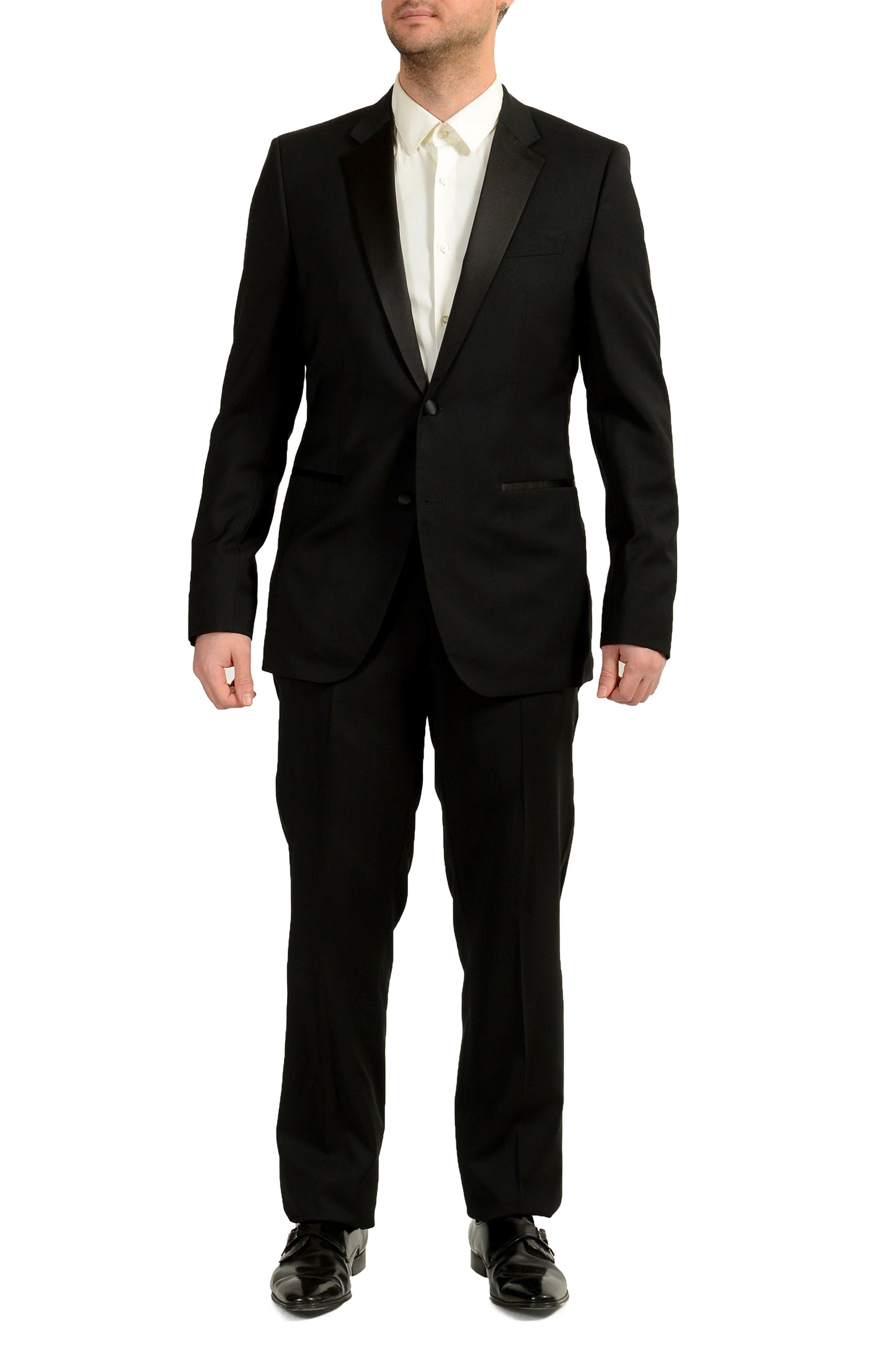 Hugo Boss Men's "The Stars75/Glamour3" Black Tuxedo 100% Wool Suit US 42L IT 52L