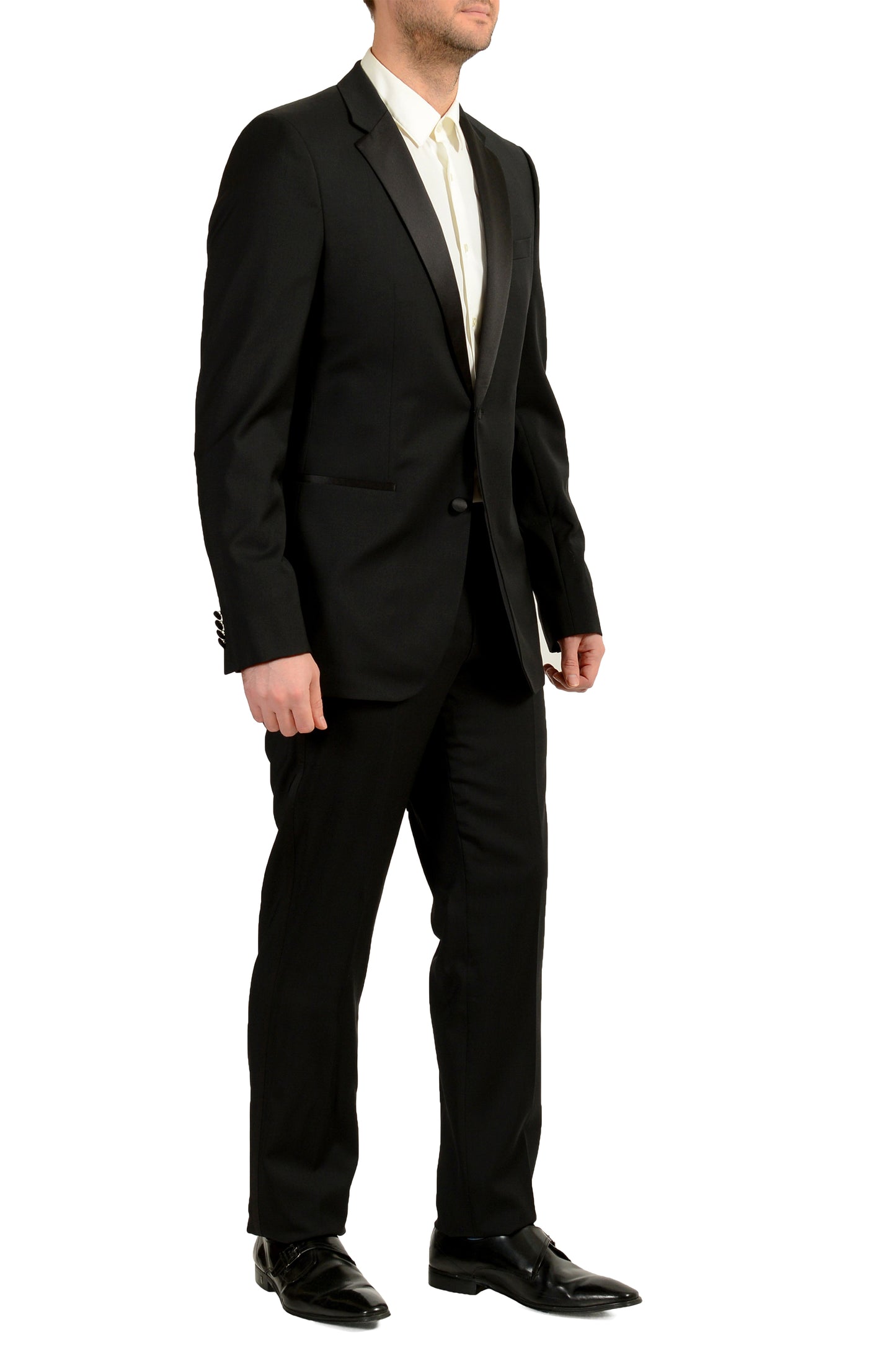 Hugo Boss Men's "The Stars75/Glamour3" Black Tuxedo 100% Wool Suit US 42L IT 52L