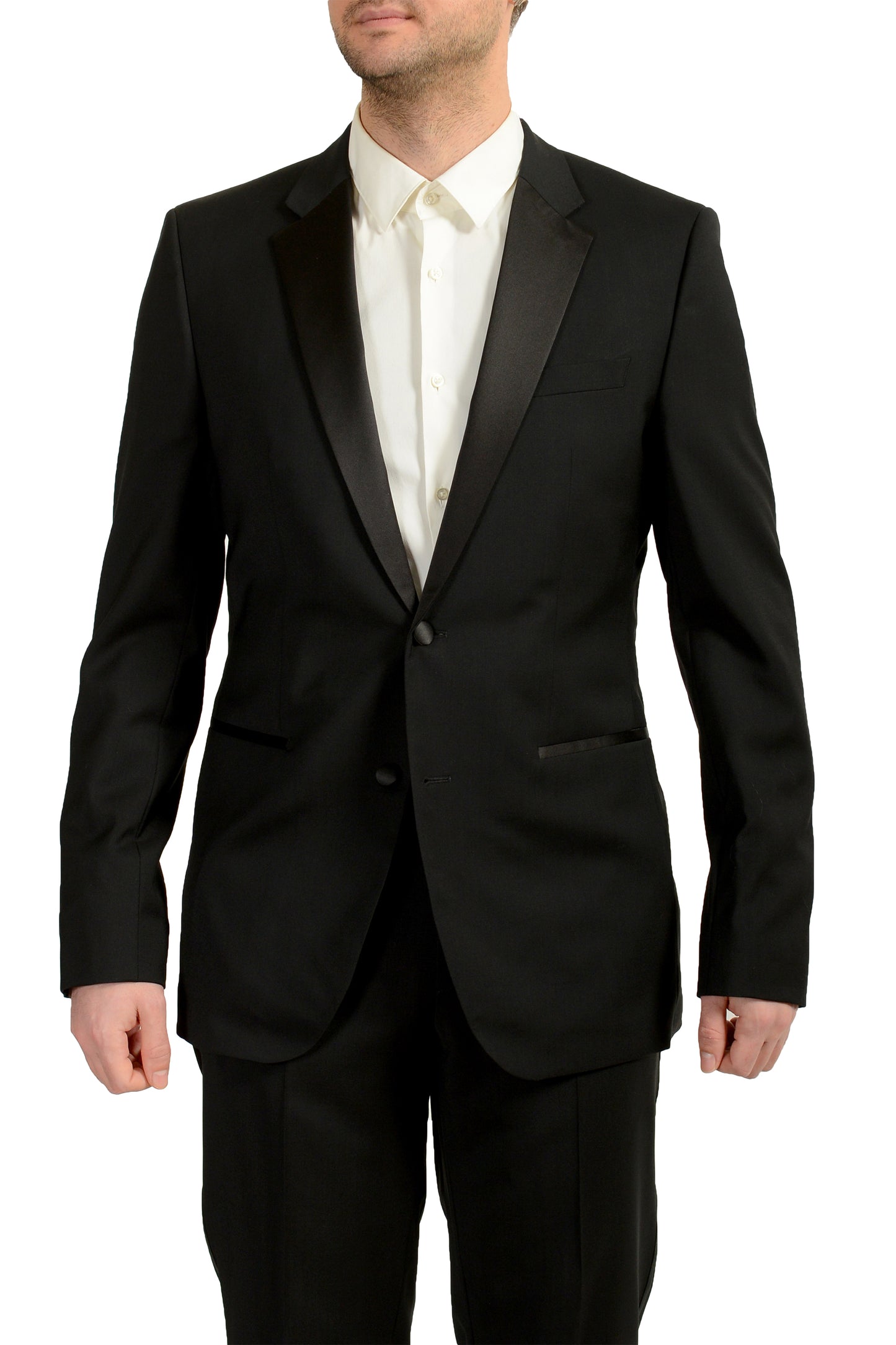Hugo Boss Men's "The Stars75/Glamour3" Black Tuxedo 100% Wool Suit US 42L IT 52L