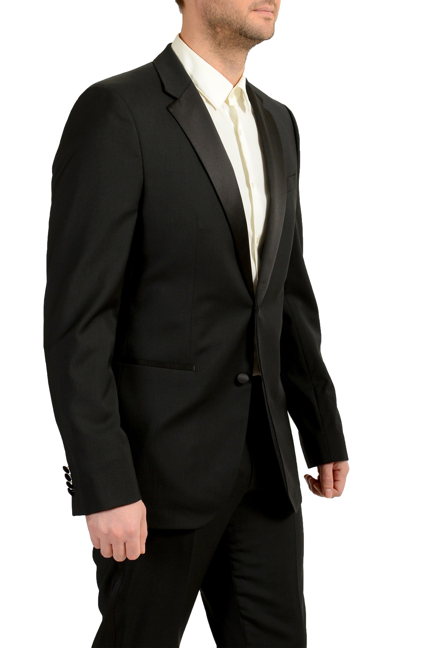 Hugo Boss Men's "The Stars75/Glamour3" Black Tuxedo 100% Wool Suit US 42L IT 52L