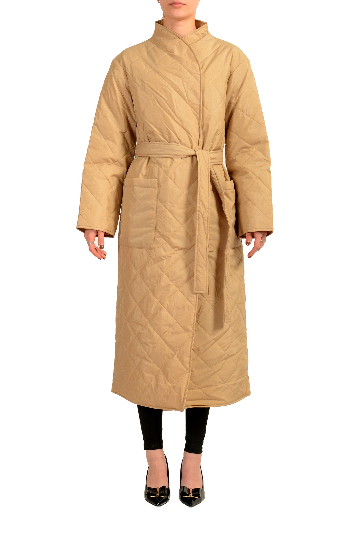 Hugo Boss Women's "Palotta" Beige Belted Insulated Coat US 6 IT 42