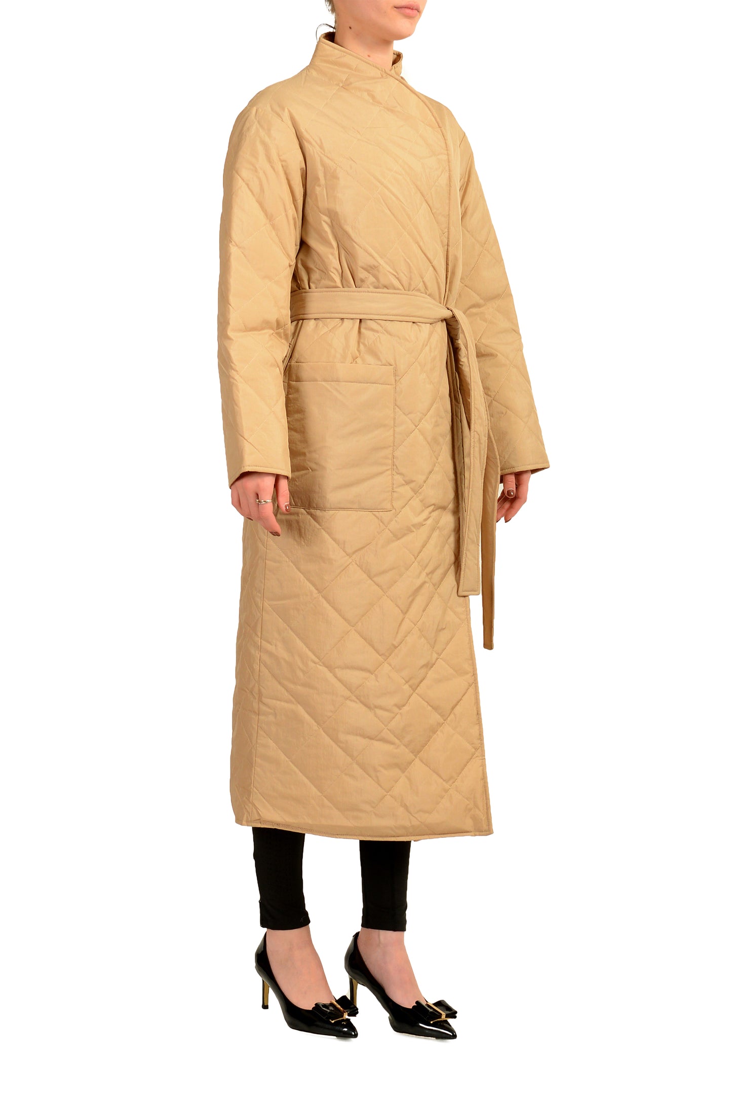 Hugo Boss Women's "Palotta" Beige Belted Insulated Coat US 8 IT 44