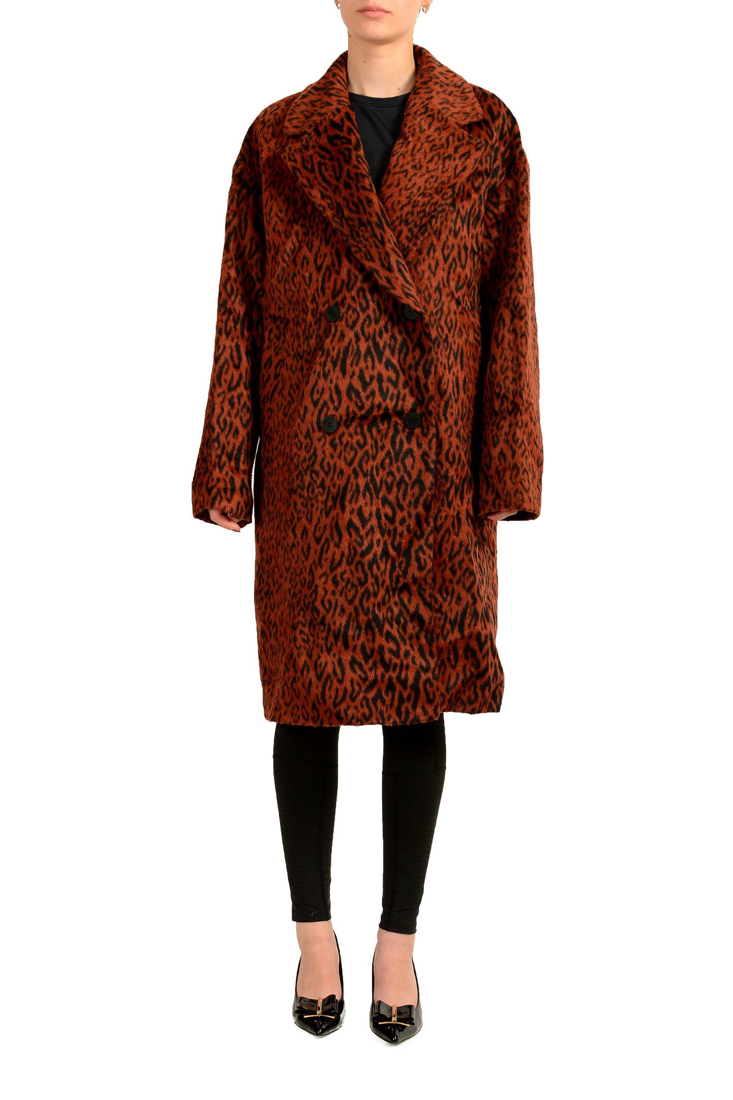 Hugo Boss Women's "Marca" Animal Print Double Breasted Coat US 6 IT 42