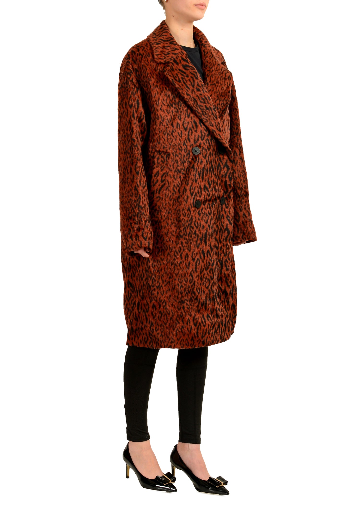Hugo Boss Women's "Marca" Animal Print Double Breasted Coat US 12 IT 48