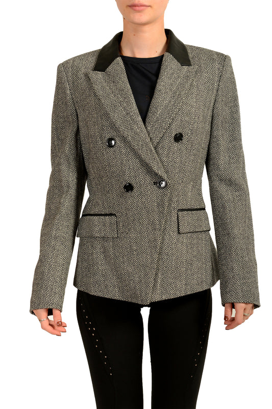 Hugo Boss Women's "Jakuba" Two Tone 100% Wool Double Breasted Blazer US 4 IT 40
