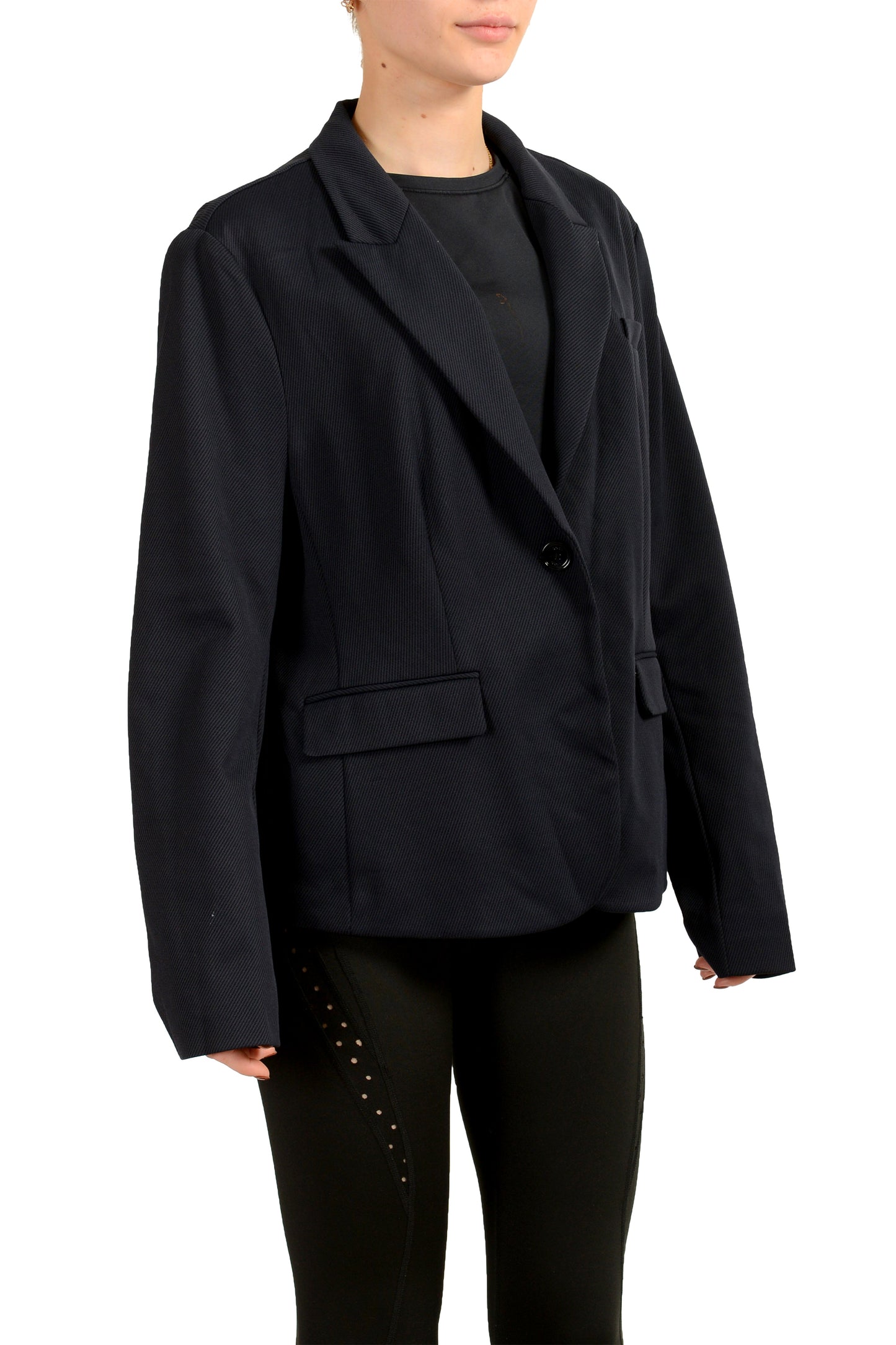 Hugo Boss Women's "Jatiani" Navy Striped One Button Blazer US 12 IT 48