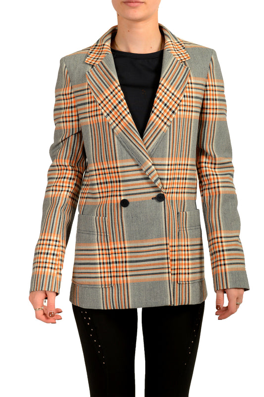 Hugo Boss Women's "Ajanisa" Multi-Color Plaid Double Breasted Blazer US 4 IT 40