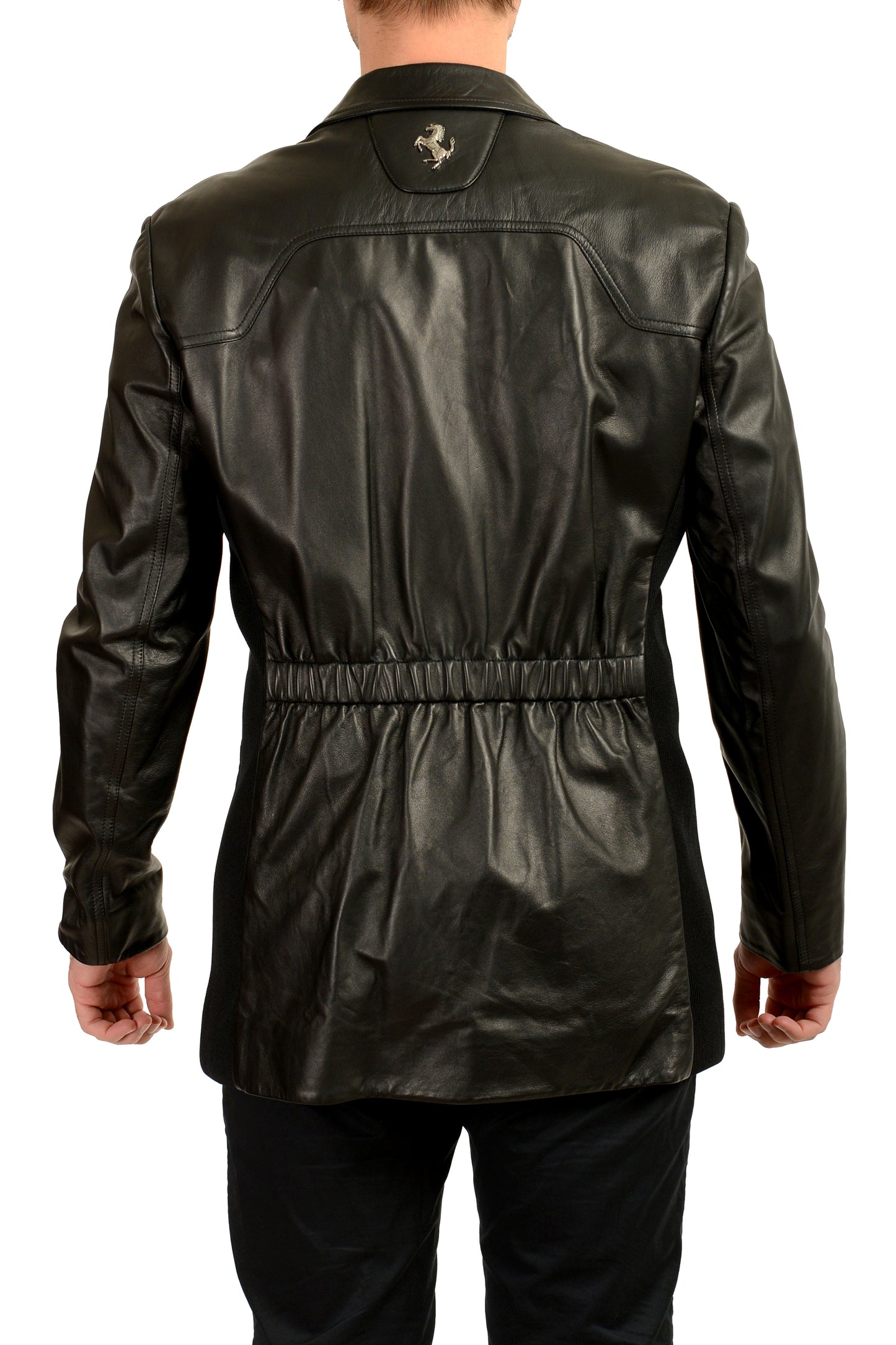 Scuderia Ferrari Men's Black Leather Two Button Blazer Jacket US M IT 50