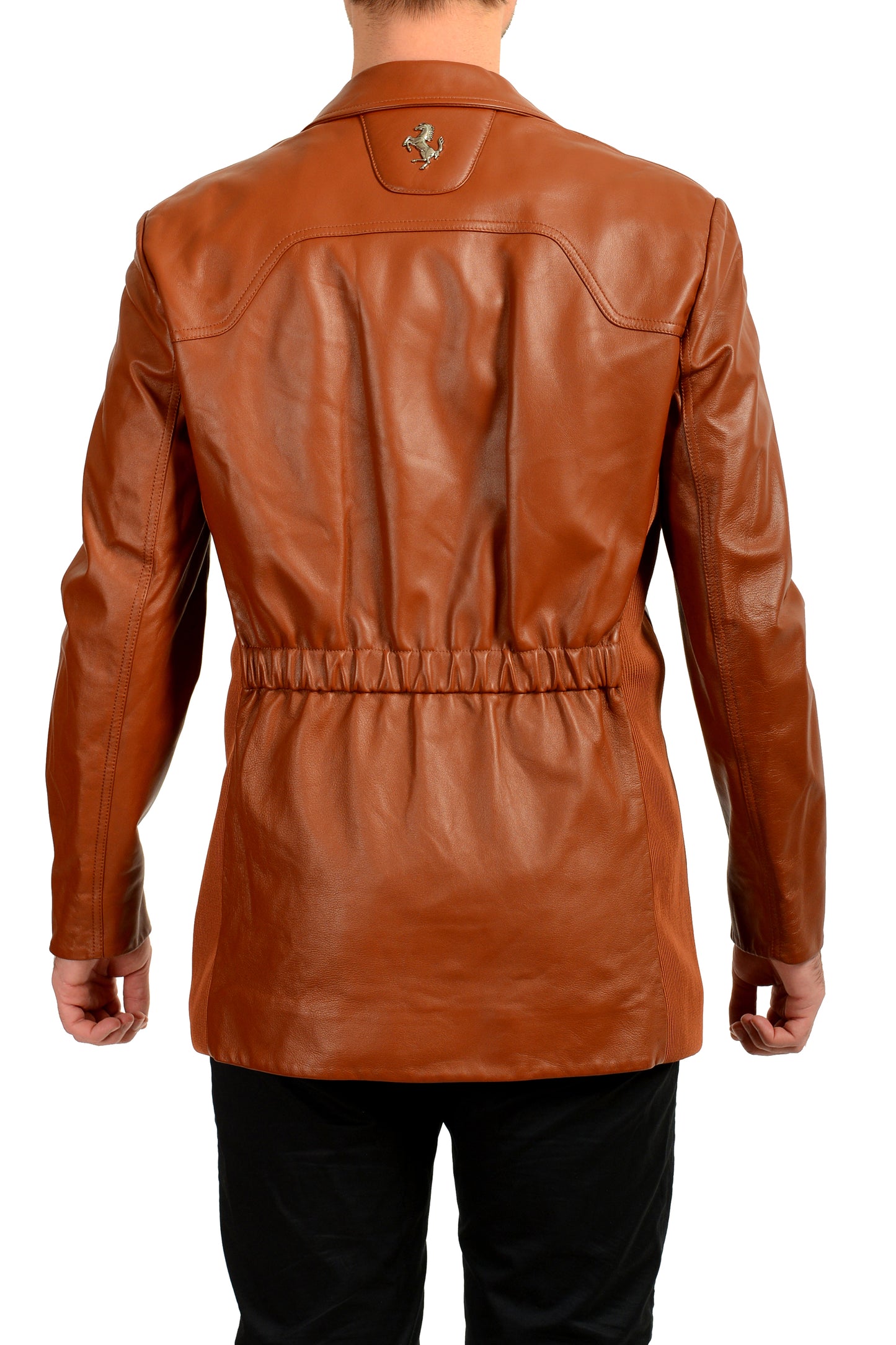 Scuderia Ferrari Men's Brown Leather Two Button Blazer Jacket US M IT 50