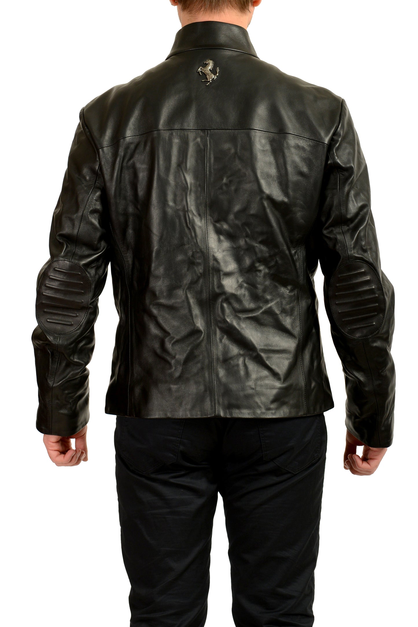 Scuderia Ferrari Men's Black Leather Full Zip Driver Bomber Jacket US 2XL IT 56