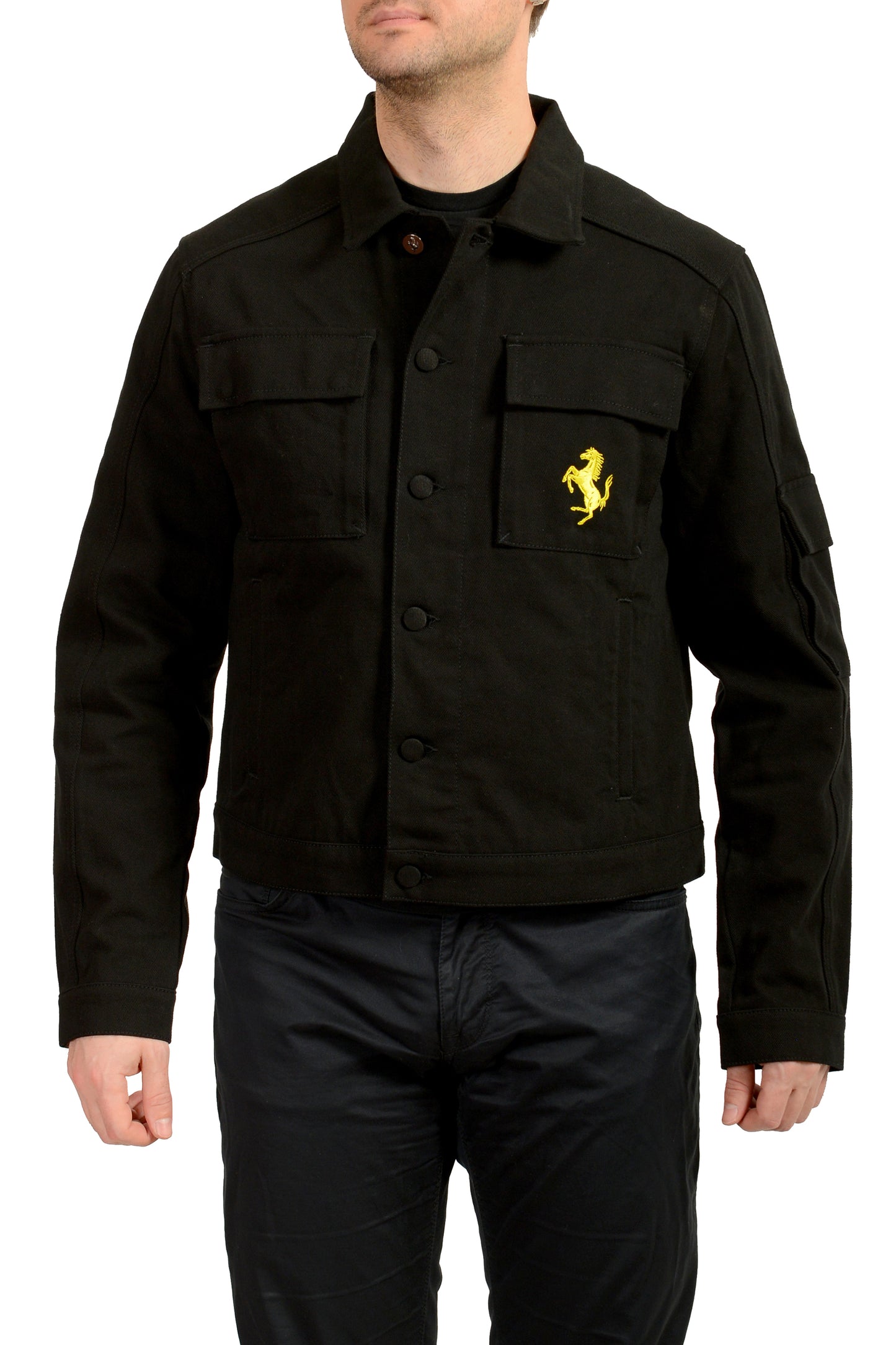 Scuderia Ferrari Men's Black Bomber Bull Pr.Horse Embroidered Jacket US XL IT 54