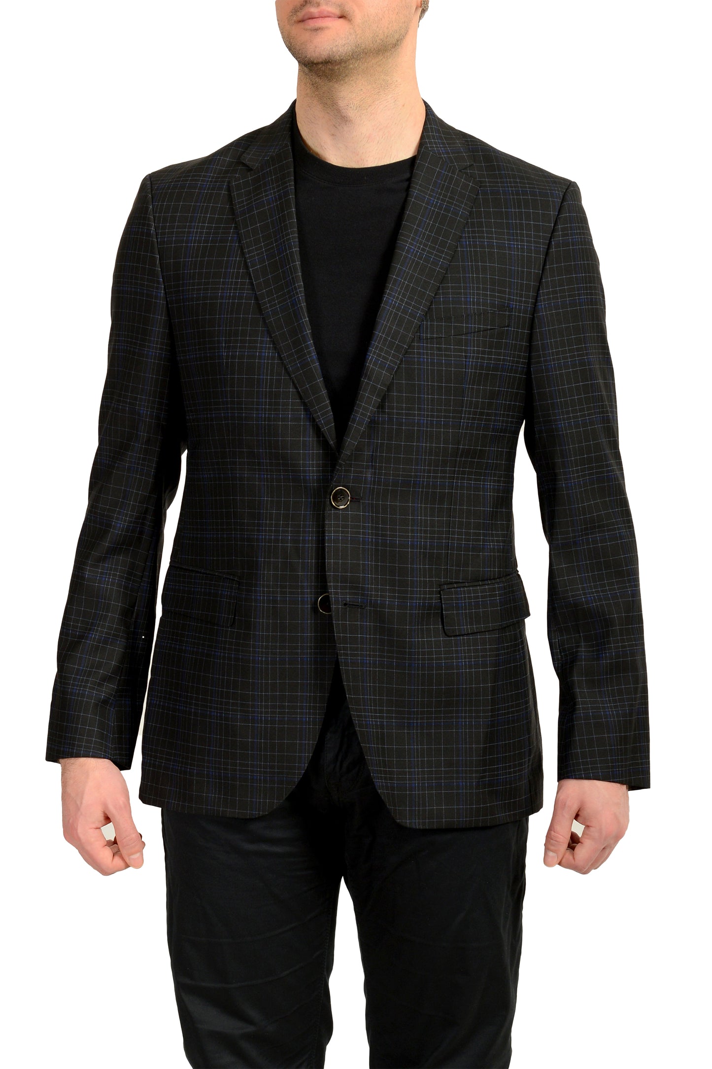 Hugo Boss Men's "C-Jetson" 100% Wool Plaid Two Button Blazer US 40R IT 50R