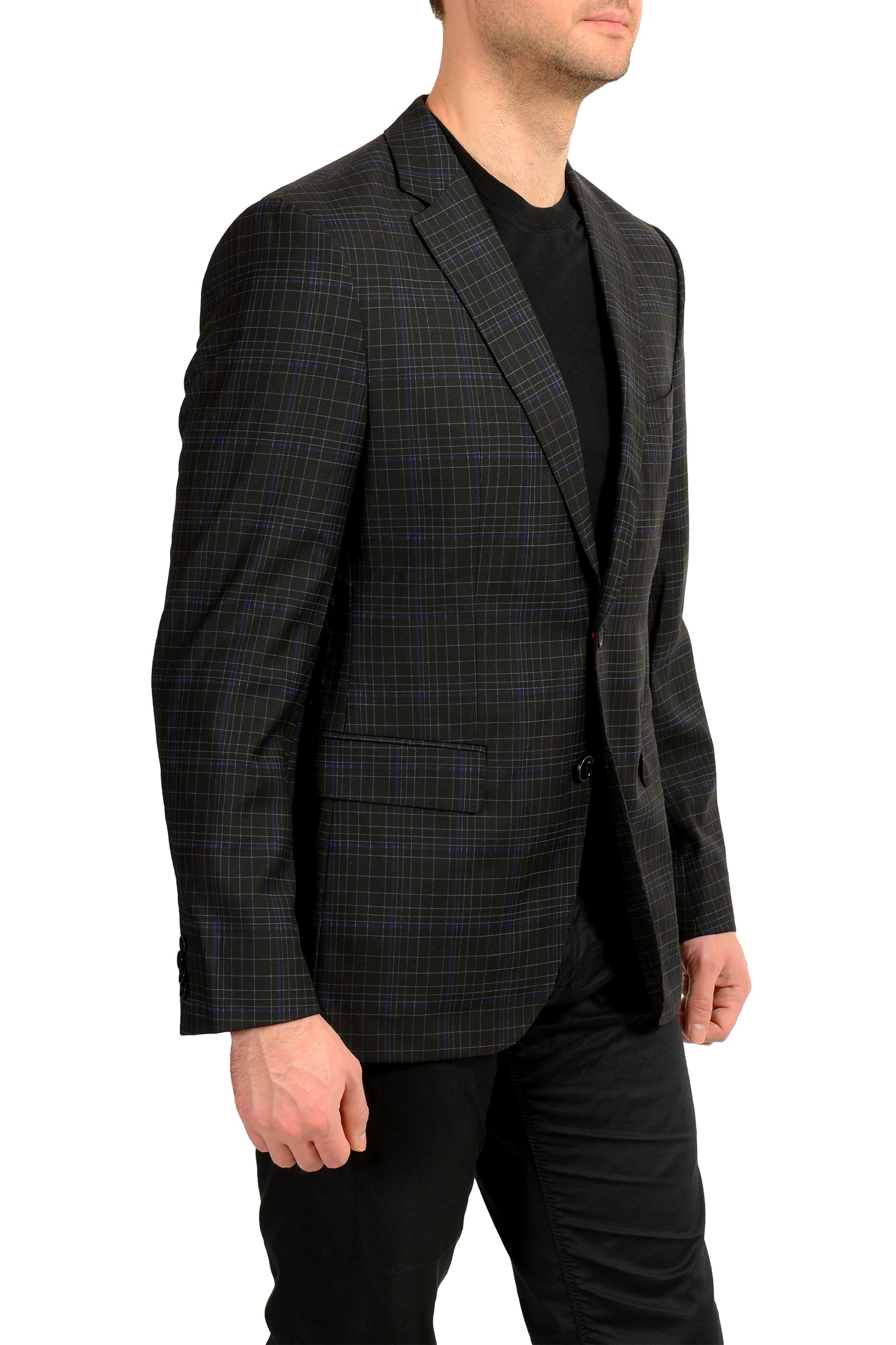 Hugo Boss Men's "C-Jetson" 100% Wool Plaid Two Button Blazer US 40R IT 50R