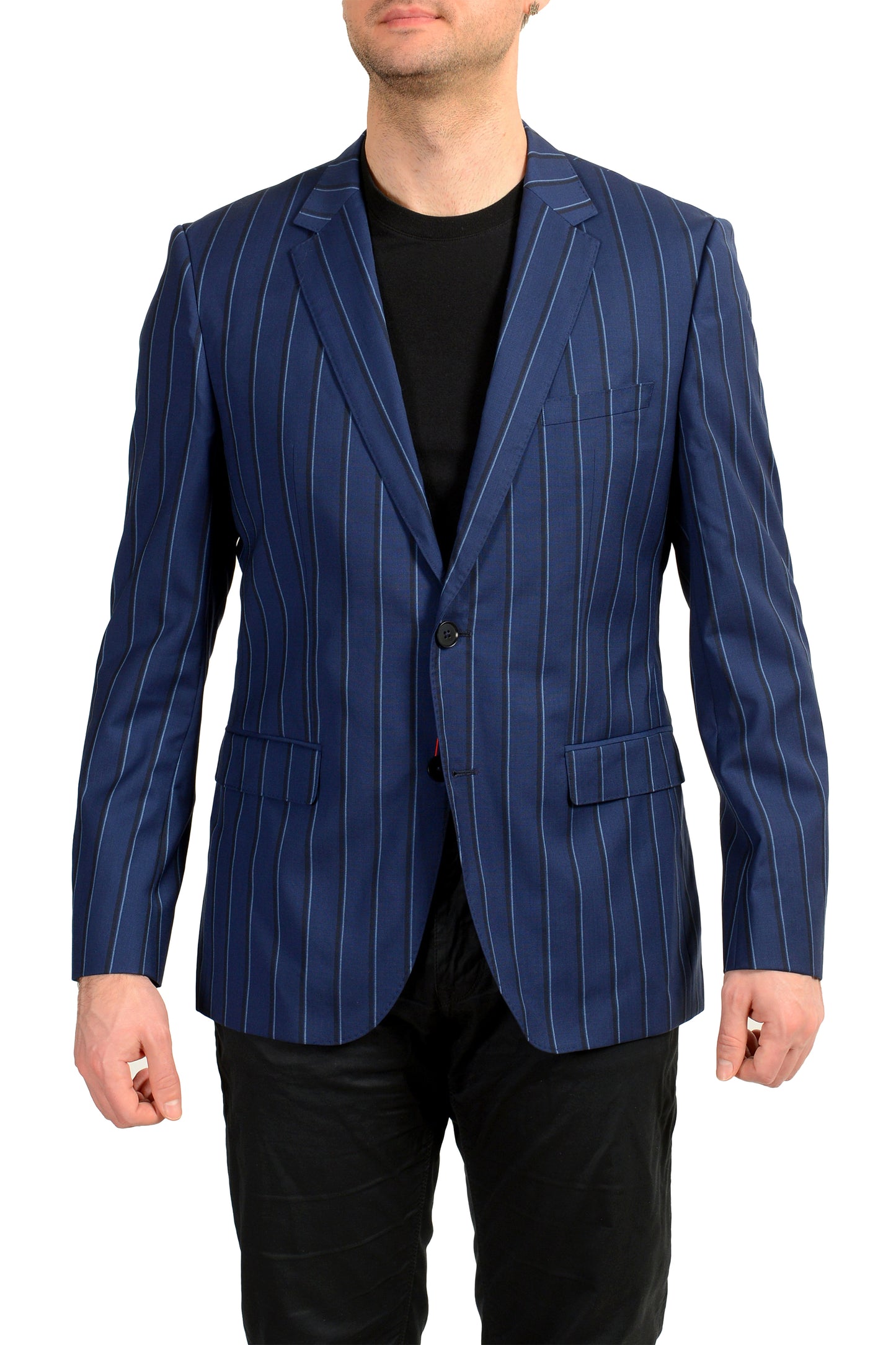 Hugo Boss Men's "C-Jeys" 100% Wool Striped Two Button Blazer US 40R IT 50R