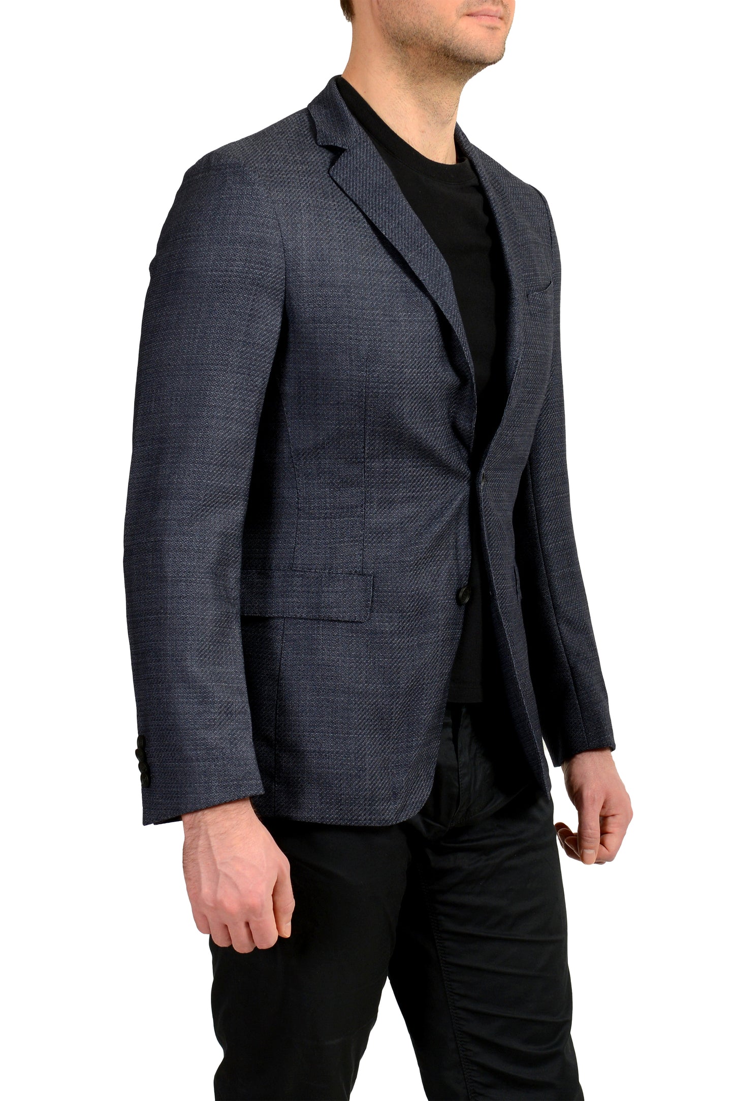 Hugo Boss Men's "Roan1" Extra Slim Fit Blue Wool Two Button Blazer US 38R IT 48R