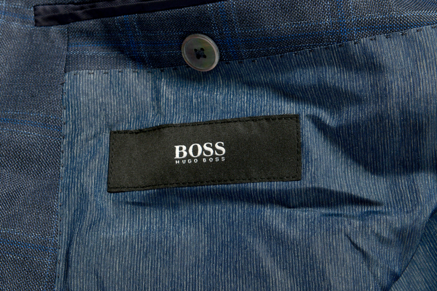 Hugo Boss Men's "Hutsons4" 100% Wool Blue Plaid Two Button Blazer US 38R IT 48R