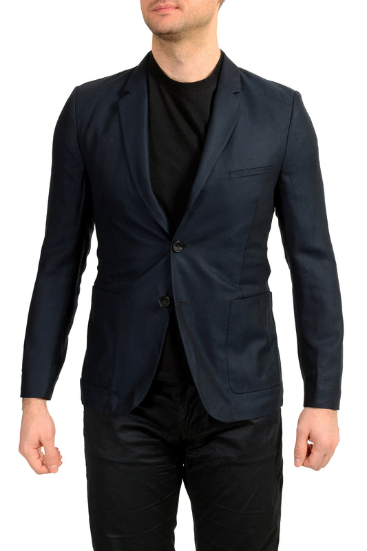 Hugo Boss Men's "Andt" Navy Blue Wool Striped Two Button Blazer US 36R IT 46R