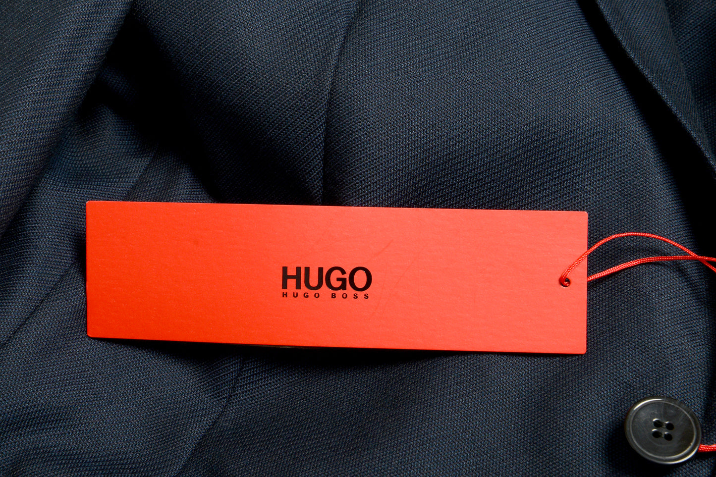 Hugo Boss Men's "Andt" Navy Blue Wool Striped Two Button Blazer US 36R IT 46R