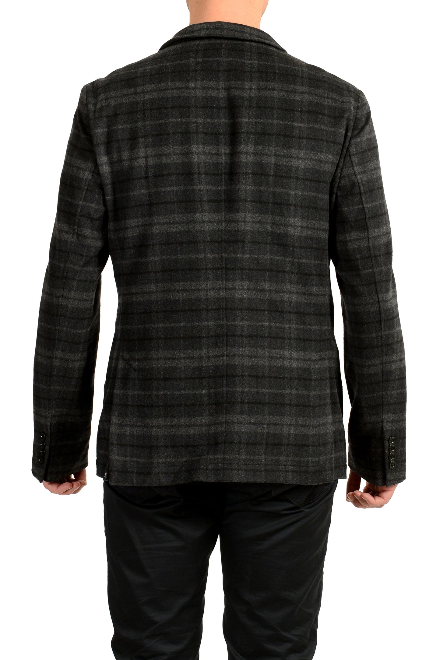 Hugo Boss Men's "Marcoz9" Plaid Wool Gray Two Button Blazer US 42R IT 52R