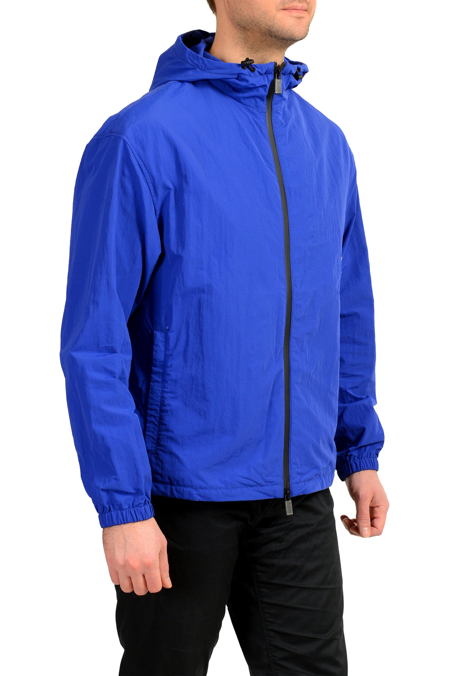 Burberry Men's "Knight" Royal Blue Hooded Full Zip Windbreaker Jacket US S IT 48