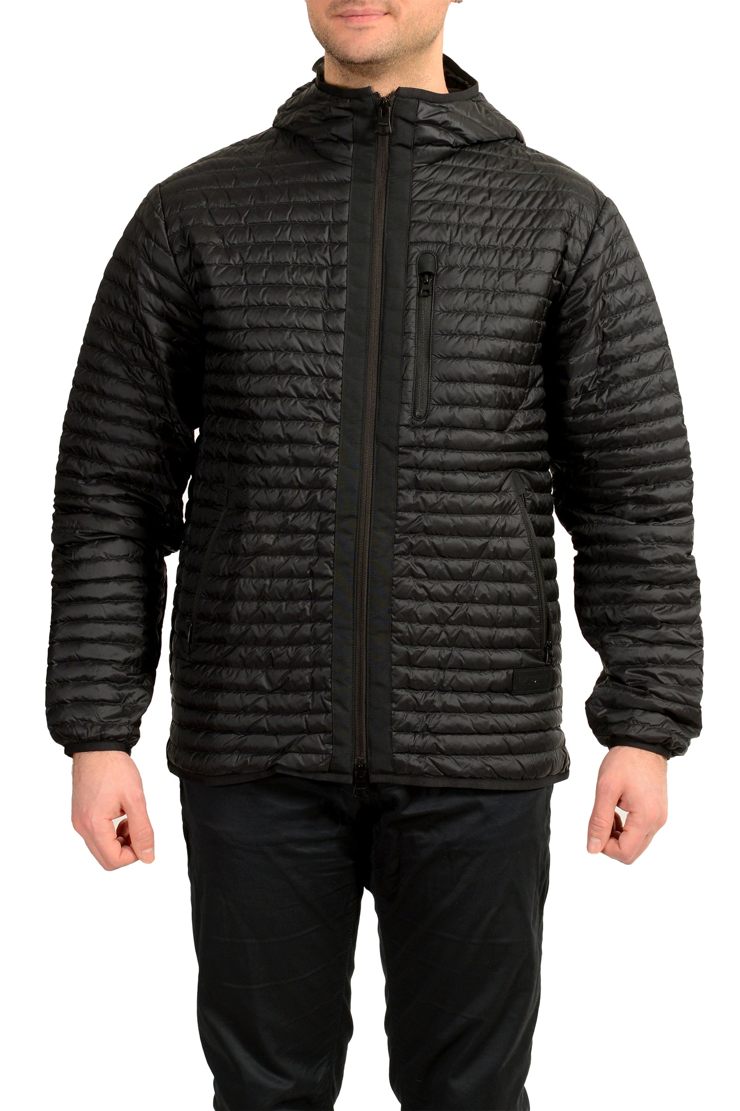 Burberry Men's "Letham" Black Hooded Full Zip Windbreaker Jacket US M IT 50