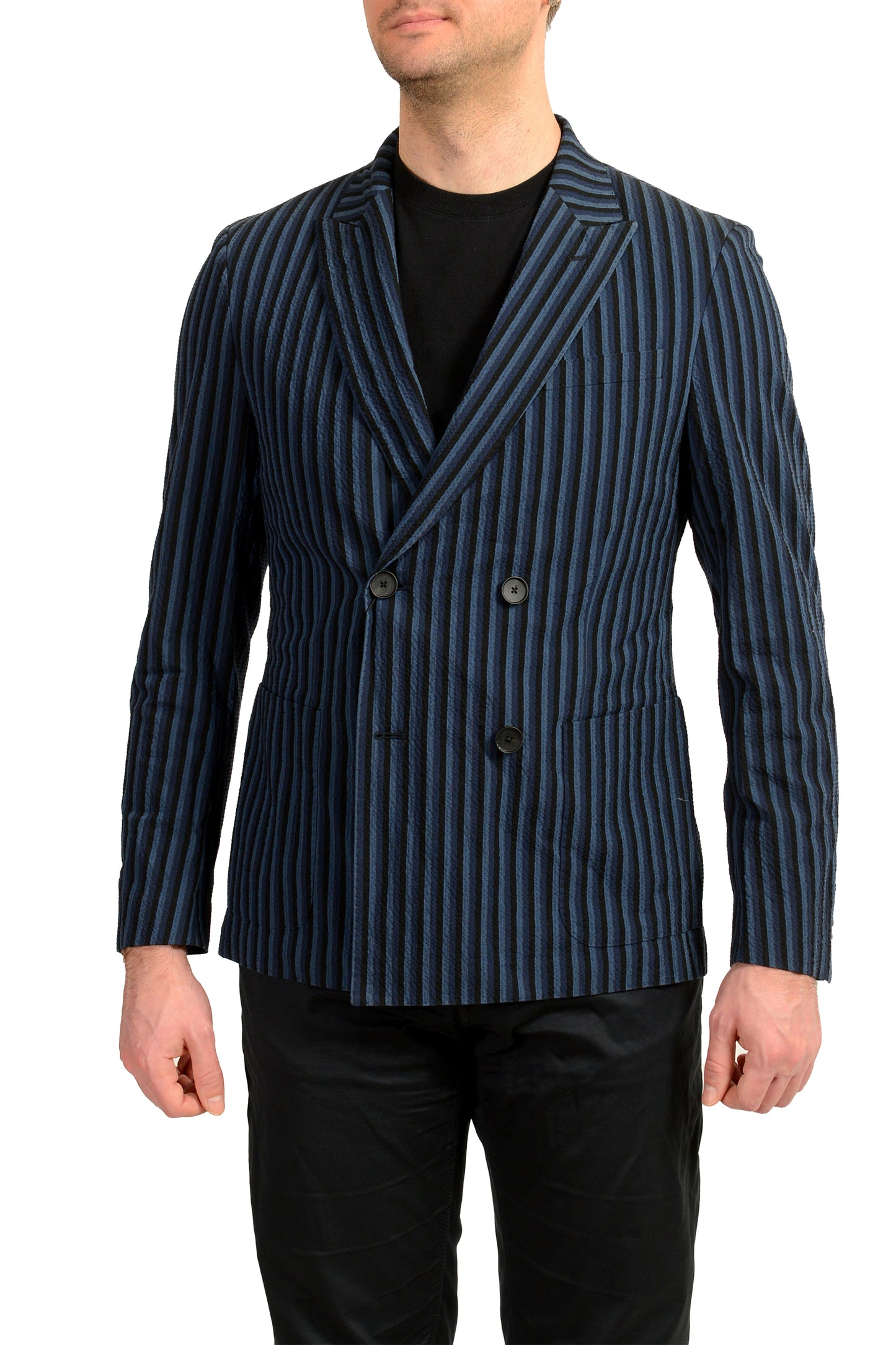 Hugo Boss Men's "Nimon" Slim Fit Striped Double Breasted Blazer US 38R IT 48R