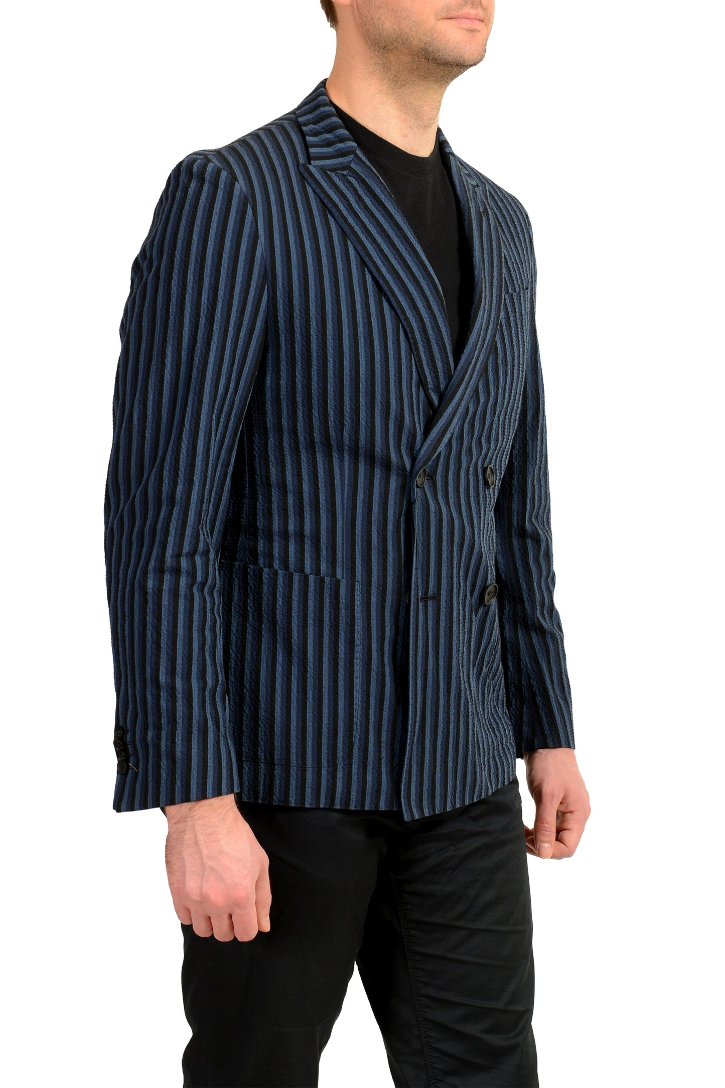 Hugo Boss Men's "Nimon" Slim Fit Striped Double Breasted Blazer US 38R IT 48R