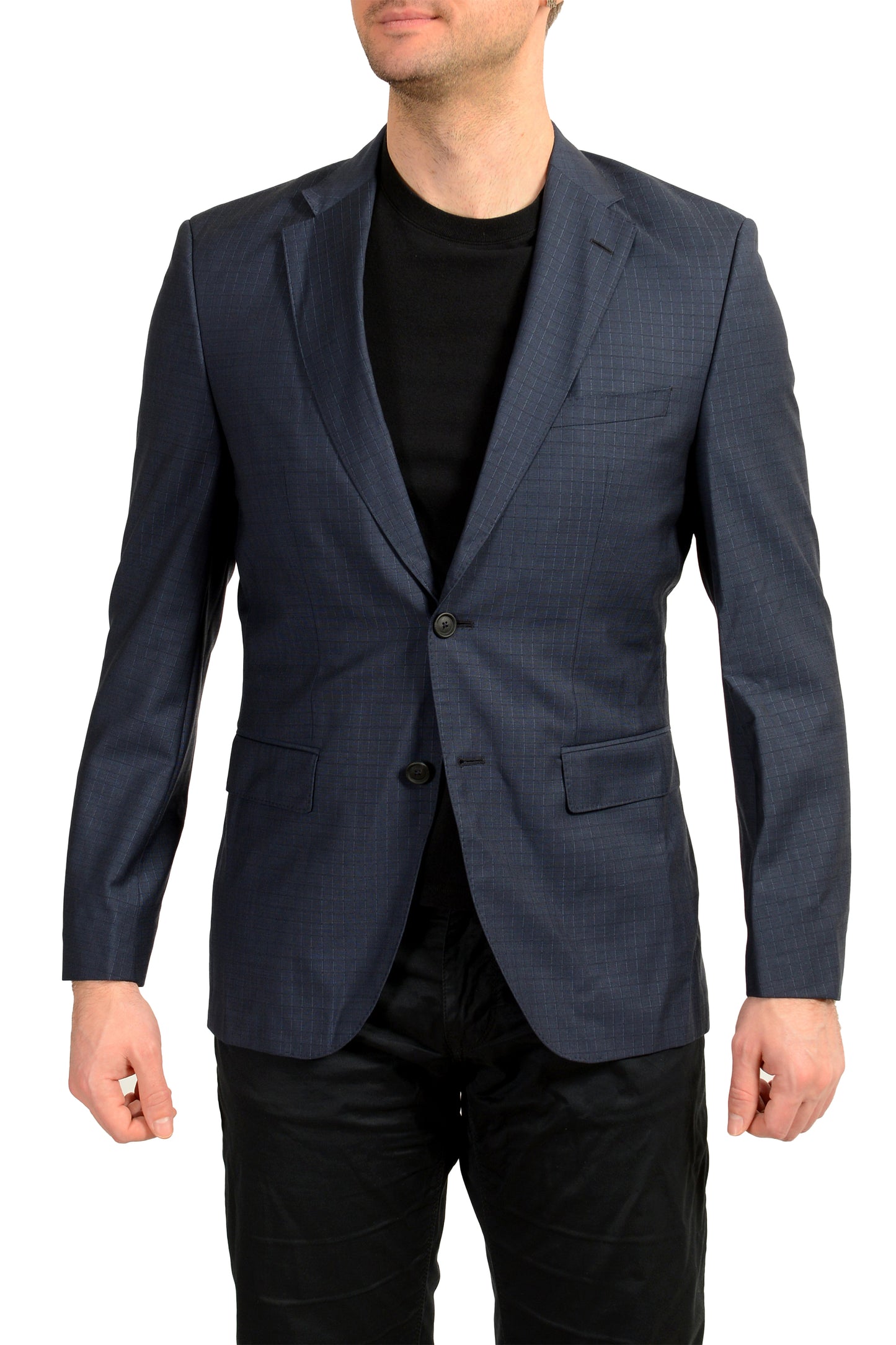Hugo Boss Men's "Jets4/Lenon1" Regular Fit 100% Wool Plaid Blazer US 38R IT 48R