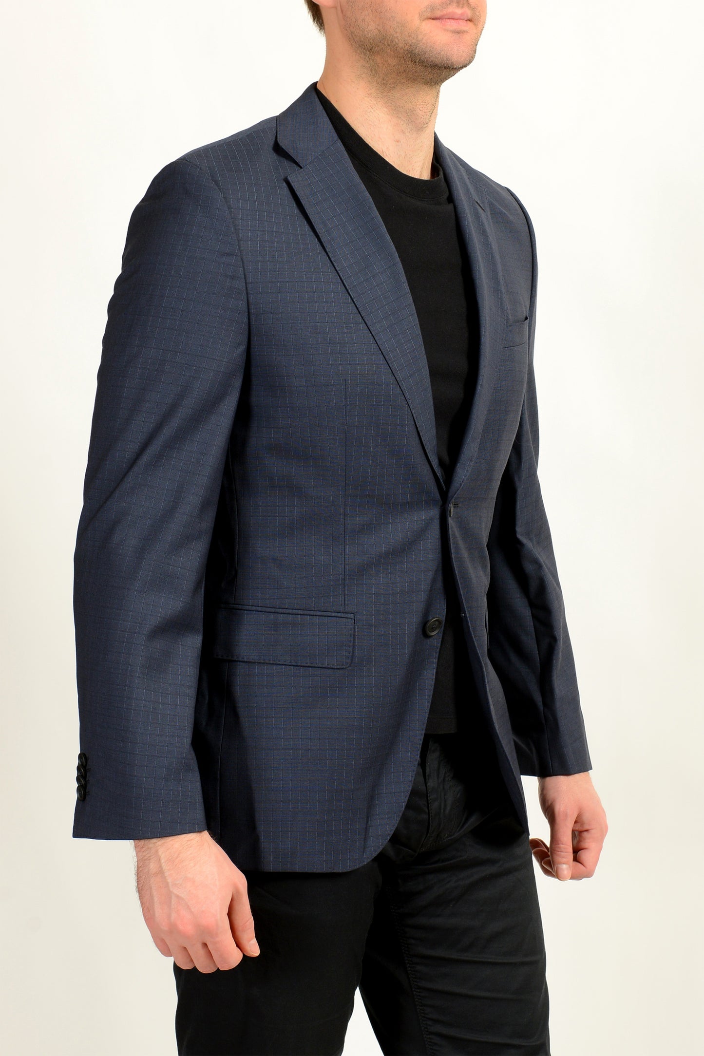 Hugo Boss Men's "Jets4/Lenon1" Regular Fit 100% Wool Plaid Blazer US 38R IT 48R