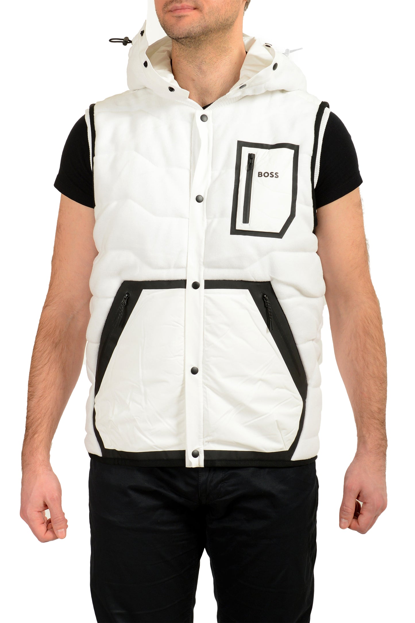Hugo Boss "Sarco" Men's Button Down Sherpa Hooded Vest US M IT 50