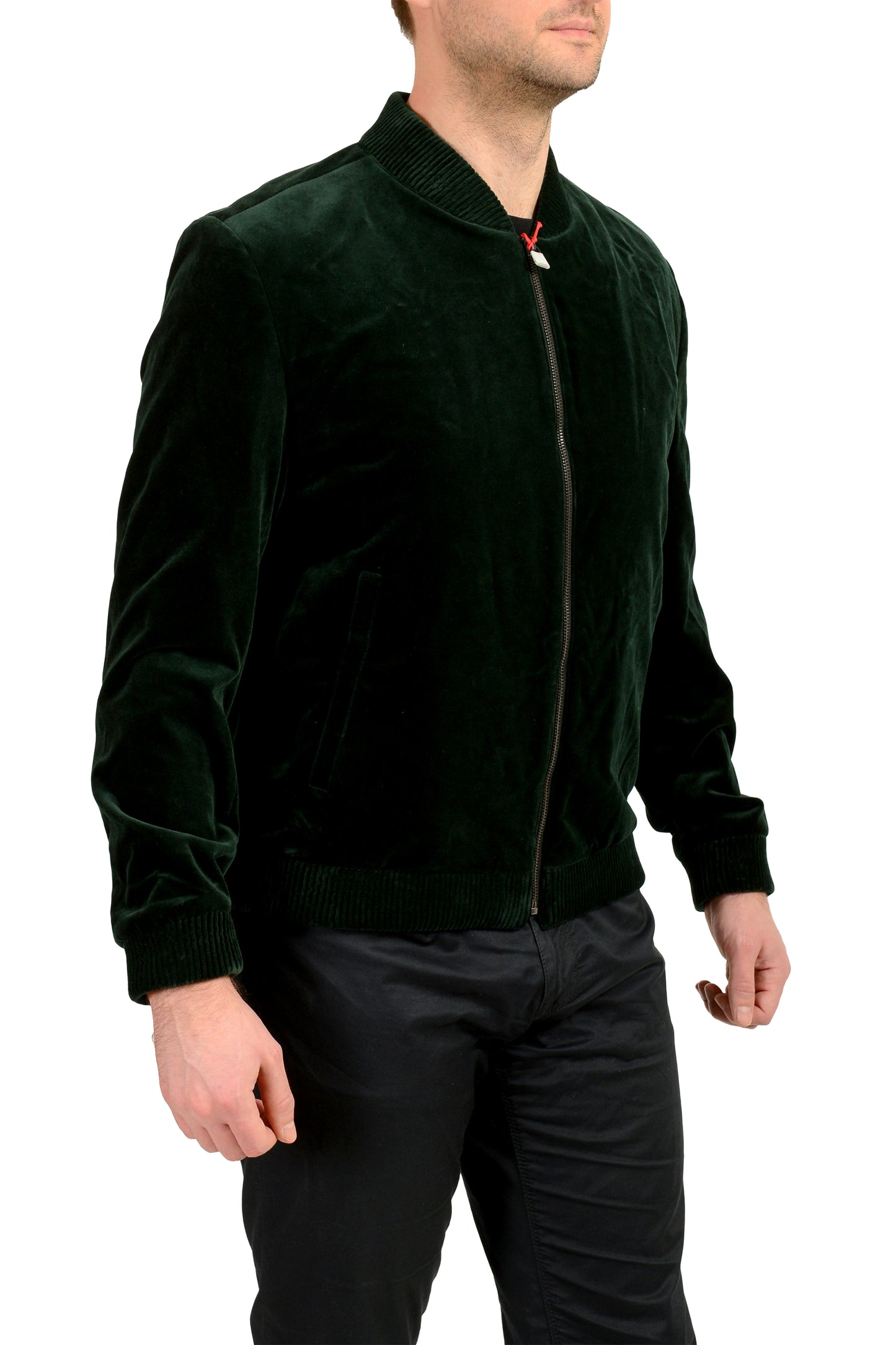 Hugo Boss "Ukashi232X" Slim Fit Velour Full Zip Bomber Jacket US 38R IT 48R