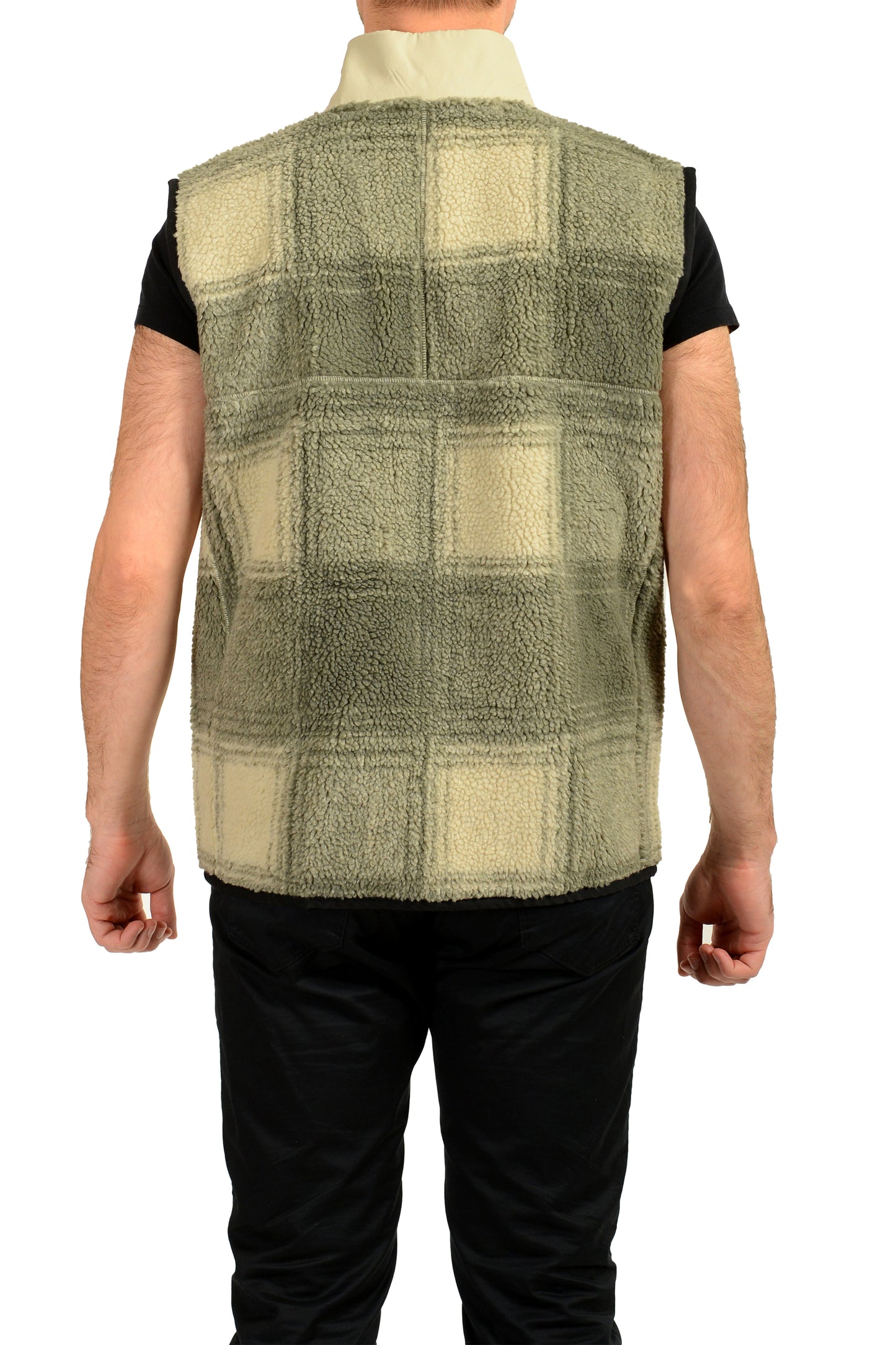 Hugo Boss "Ze_Check" Men's Full Zip Multi-Color Sherpa Vest US M IT 50
