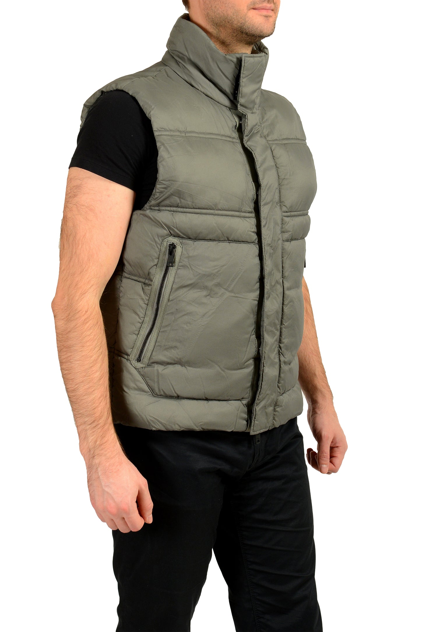 Hugo Boss "Odaini" Men's Full Zip Gray Sleeveless Parka Vest US 38R IT 48R
