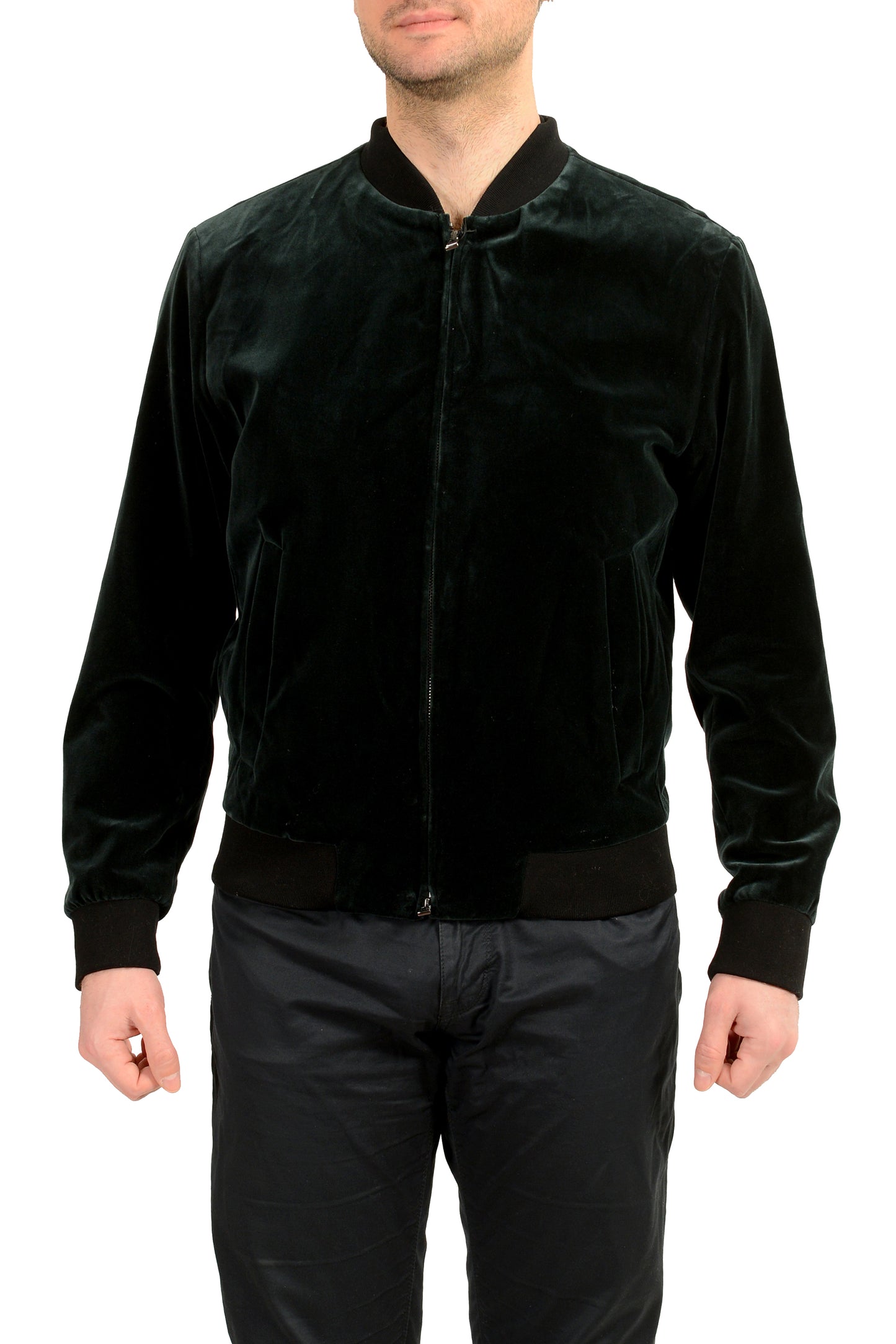 Hugo Boss "C-Hanry-BMB-244" Slim Fit Velour Full Zip Bomber Jacket US 38R IT 48R